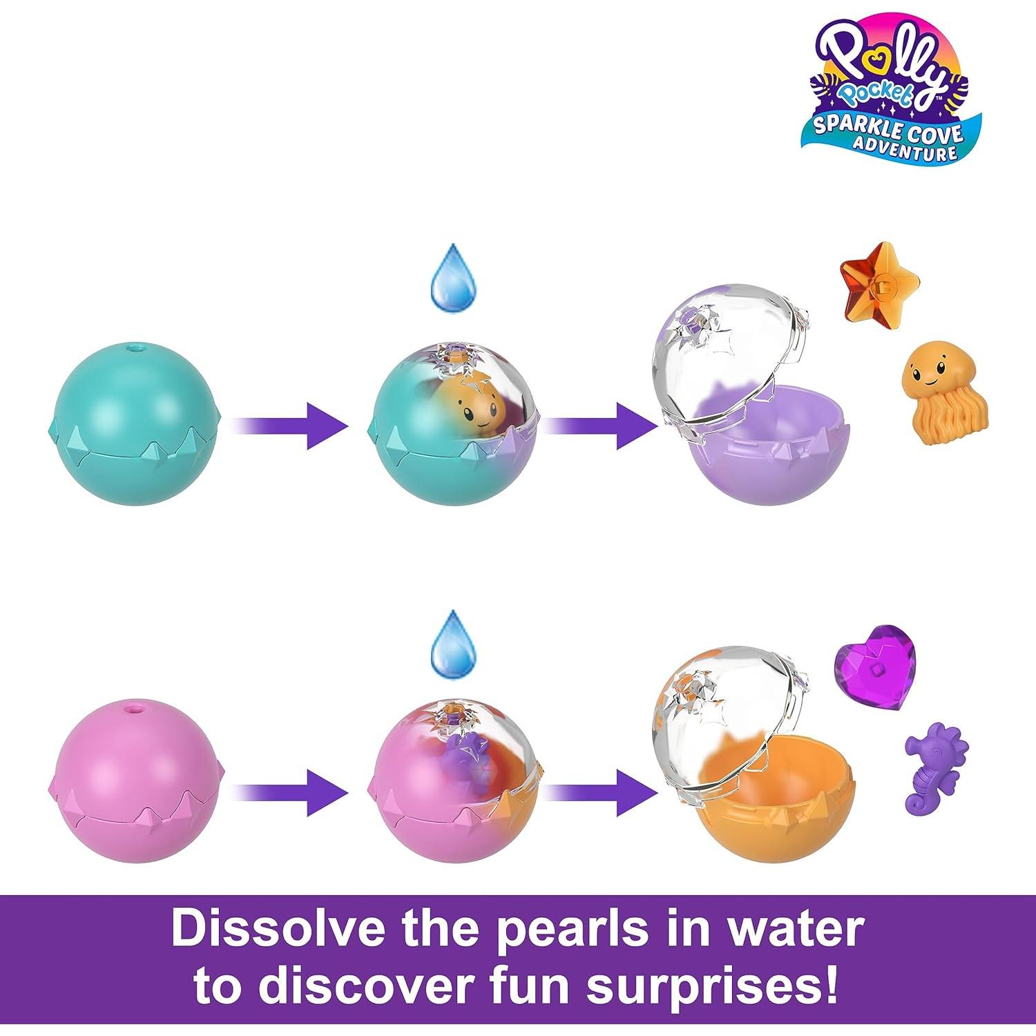 Juego de Polly Pocket Cofre del Tesoro Aventura Sparkle Cove con 2 Muñecas y Accesorios