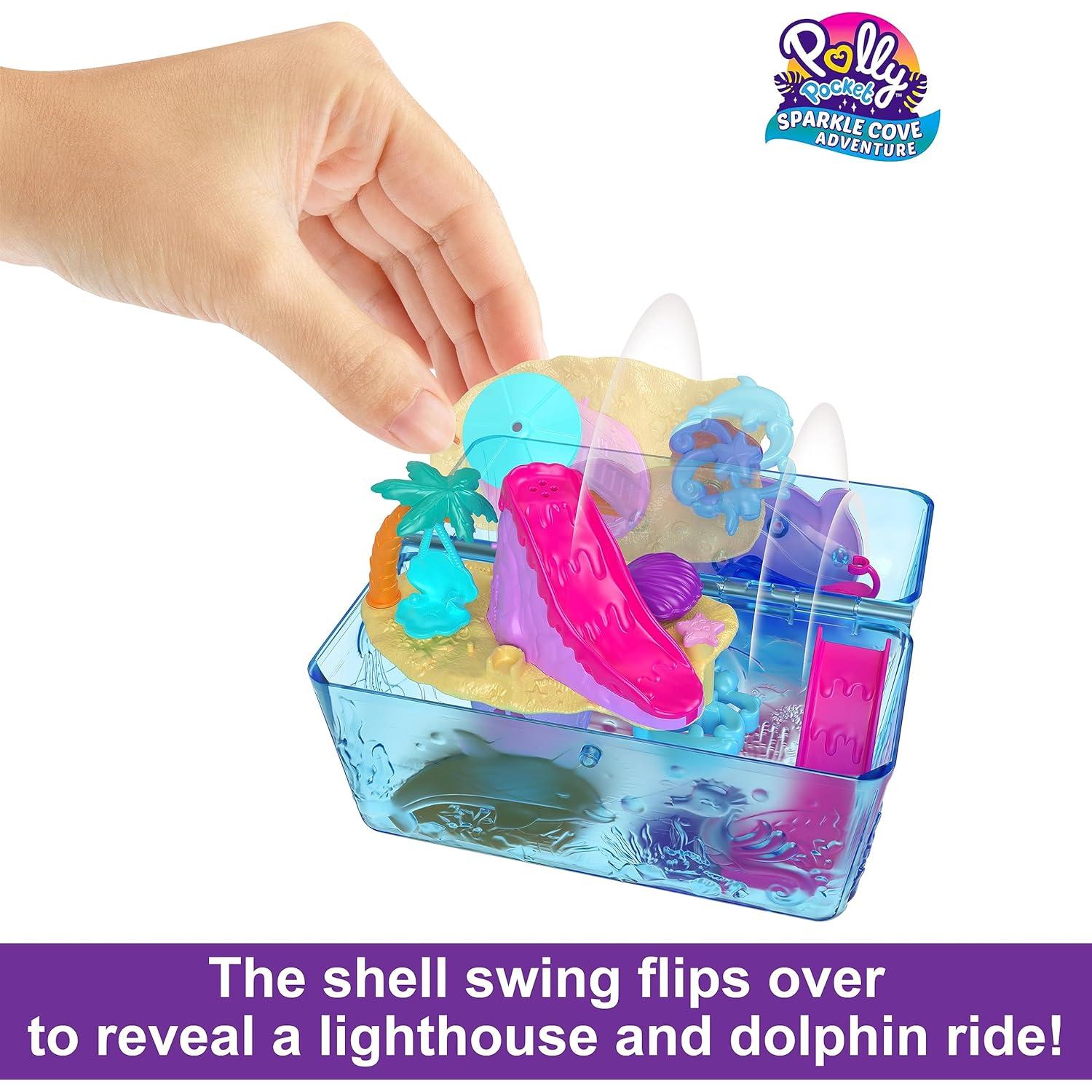 Juego de Polly Pocket Cofre del Tesoro Aventura Sparkle Cove con 2 Muñecas y Accesorios