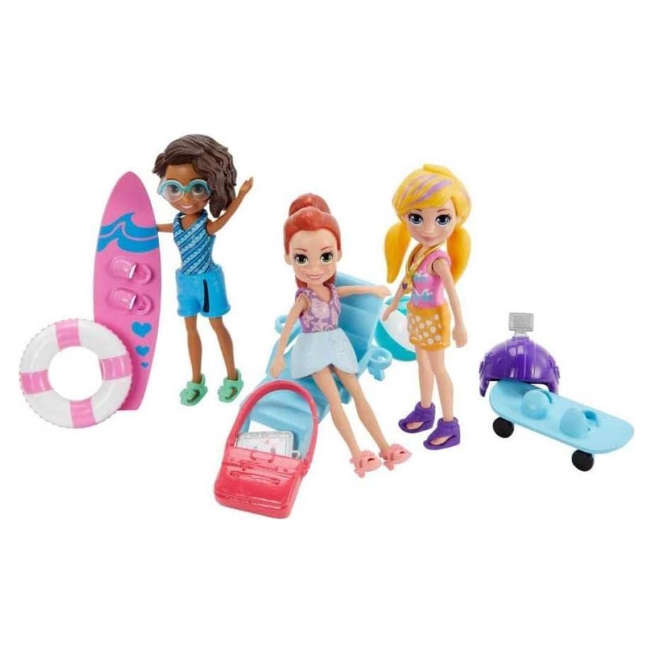Juego de Olas Salvajes Polly Pocket - 3 Muñecas y Accesorios
