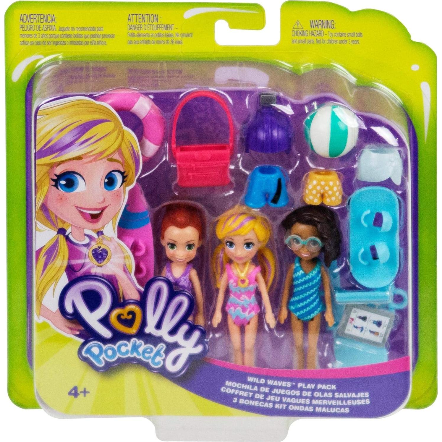 Juego de Olas Salvajes Polly Pocket - 3 Muñecas y Accesorios
