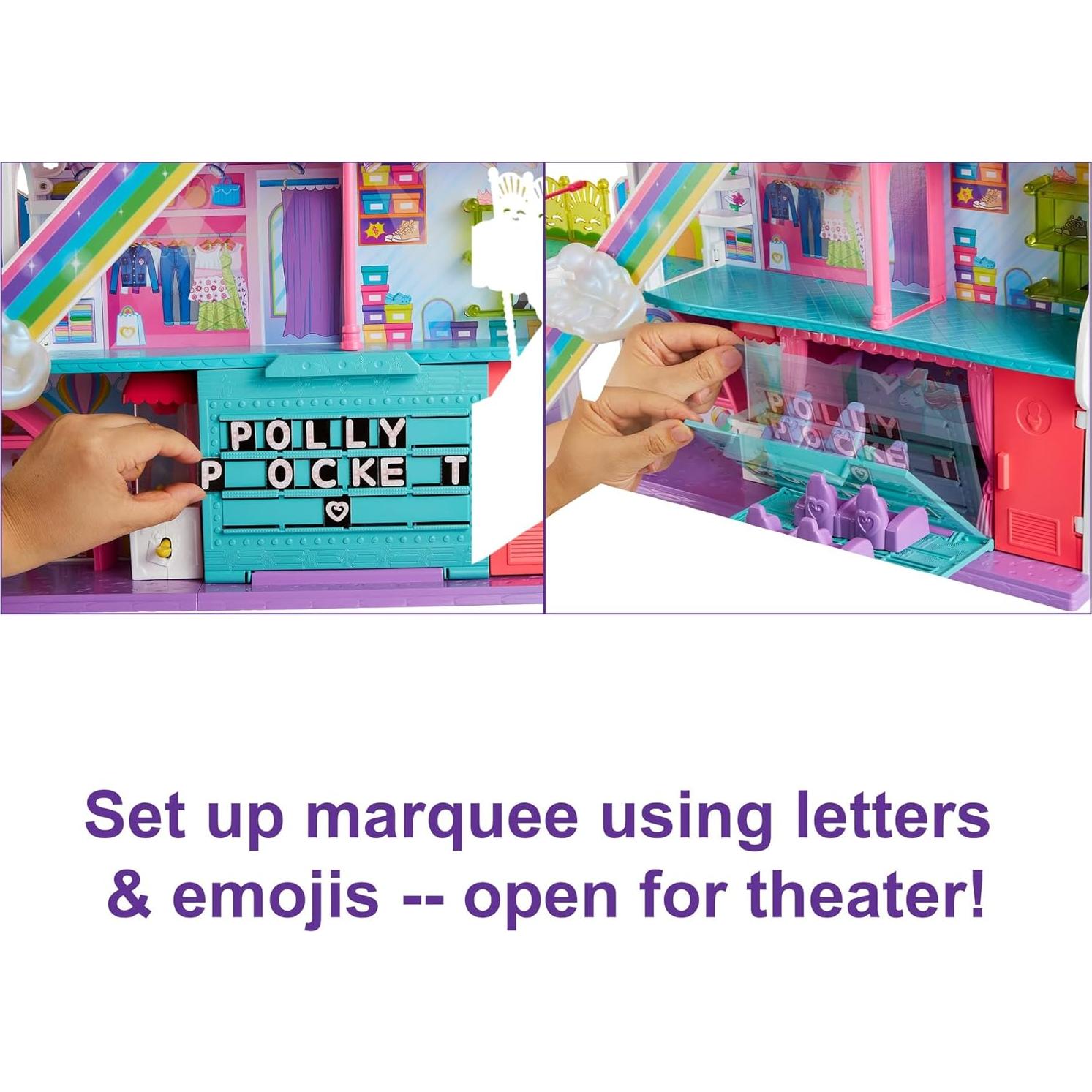 Centro Comercial Arcoíris Polly Pocket 3 Pisos 35+ Accesorios