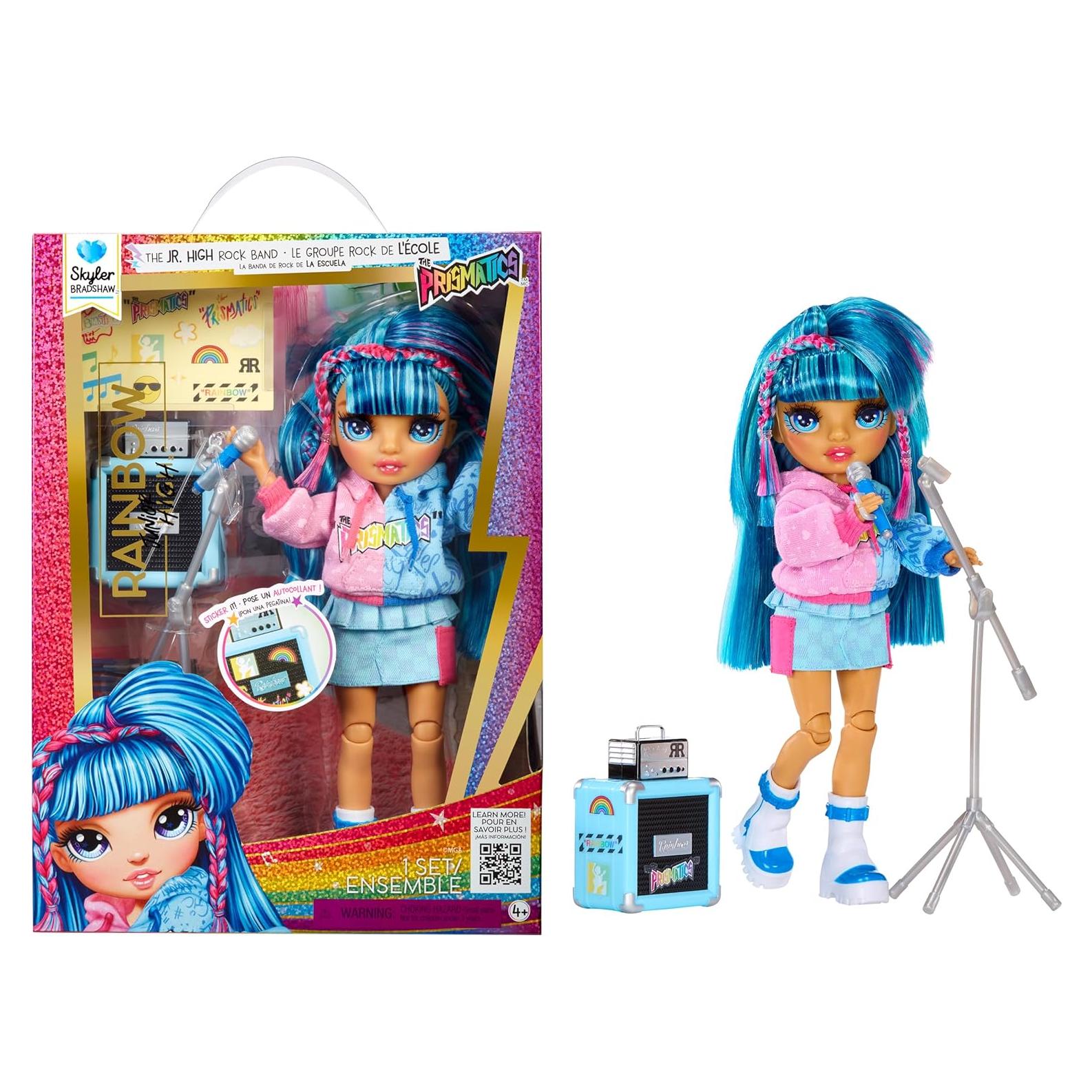 Muñeca de Moda Rainbow High Skyler - Banda de Rock, Azul 22.86 cm