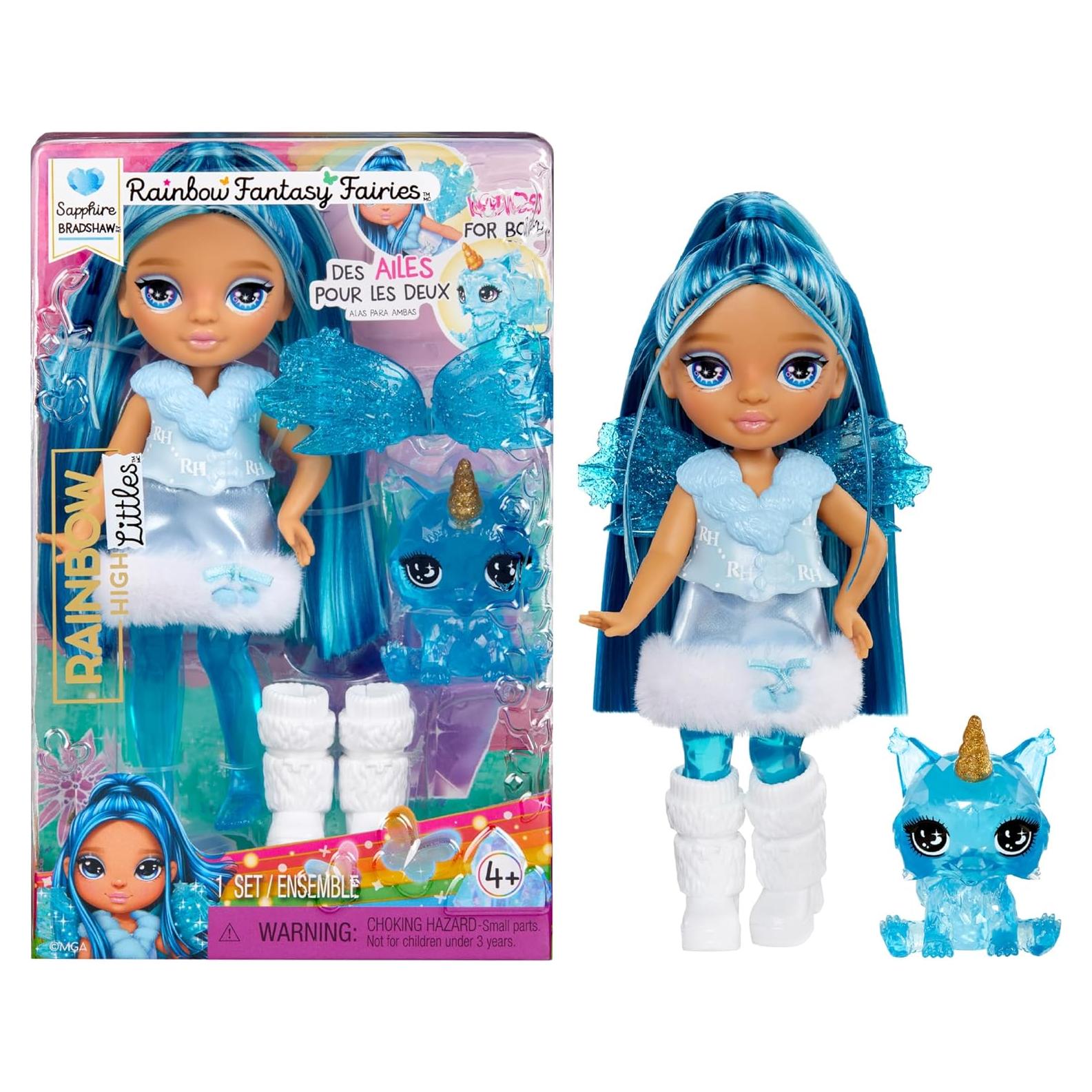 Muñeca Hada Sapphire Littles + Mascota Perro Volador 13.97 cm