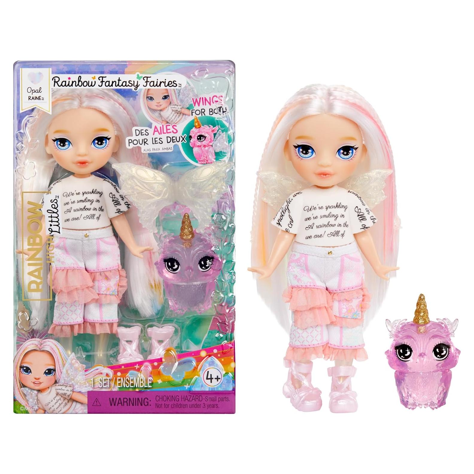 Muñeca Hada Opal Arcoíris Littles con Mascota Búho - 13.97 cm