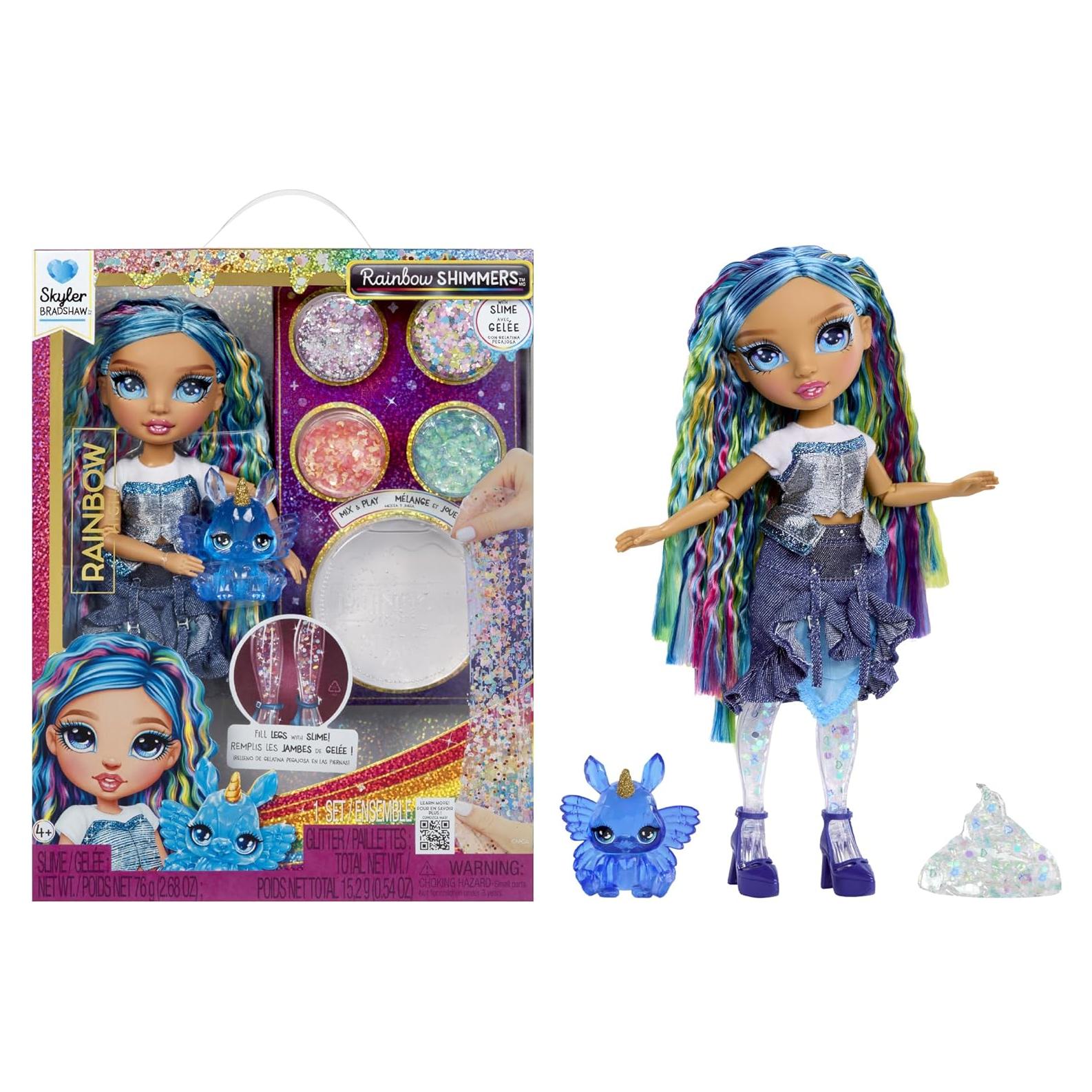 Muñeca Rainbow High Skyler Azul 28 cm con Kit de Slime y Mascota