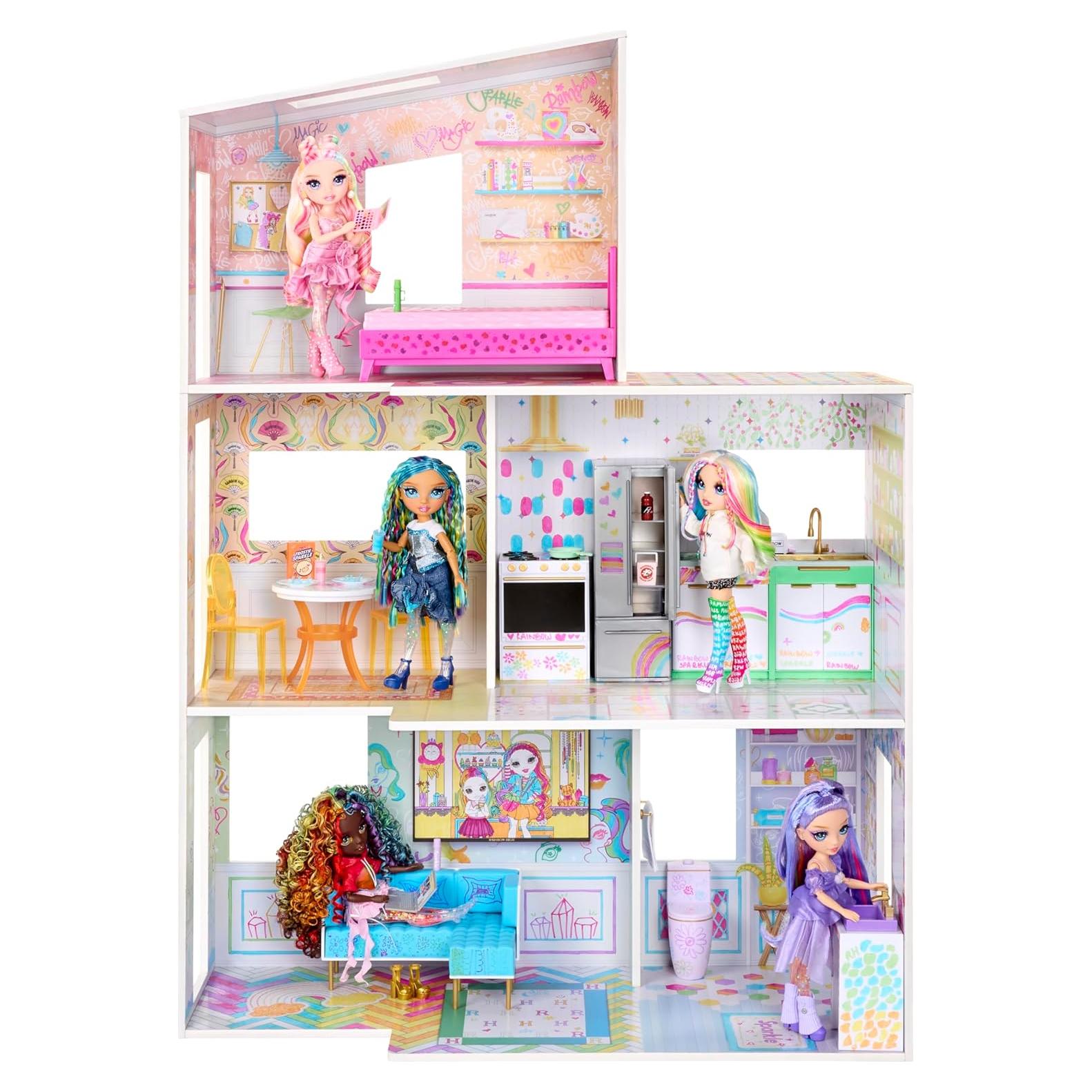 Casa de Muñecas Rainbow High Color & Play 3 Pisos con Muebles