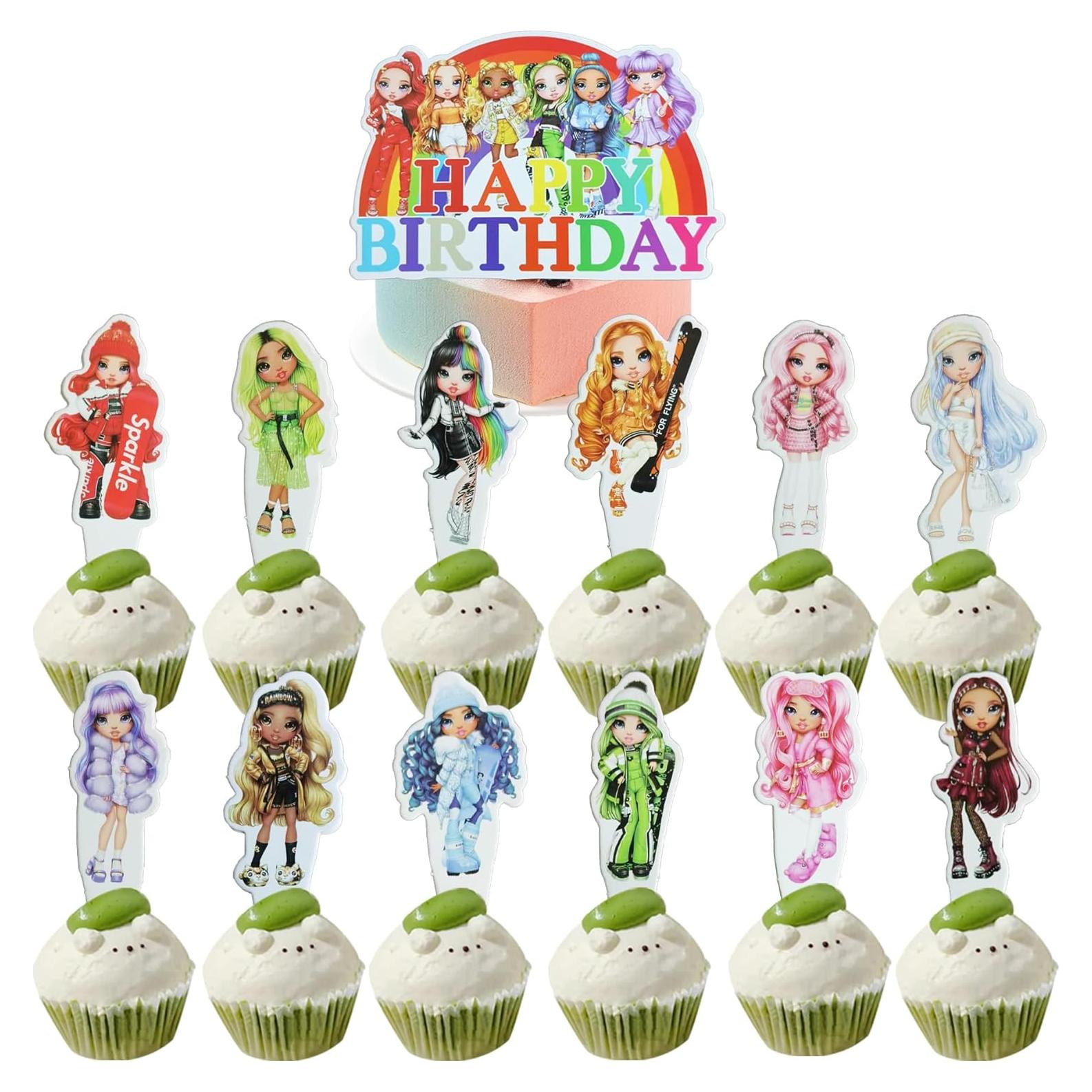 Set de 25 Decoraciones de Pastel Rainbow High - Toppers para Cupcakes