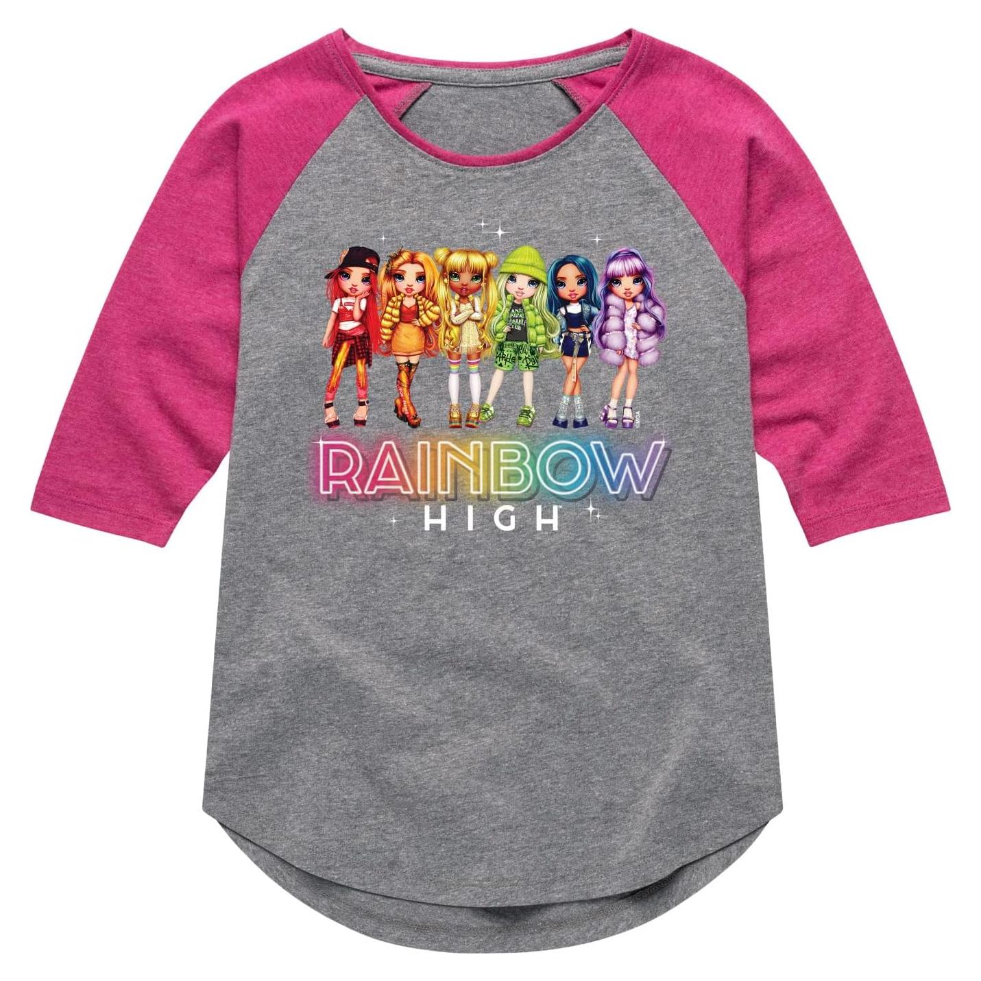 Camiseta Gráfica Raglán para Niñas Hybrid Apparel - Rainbow High