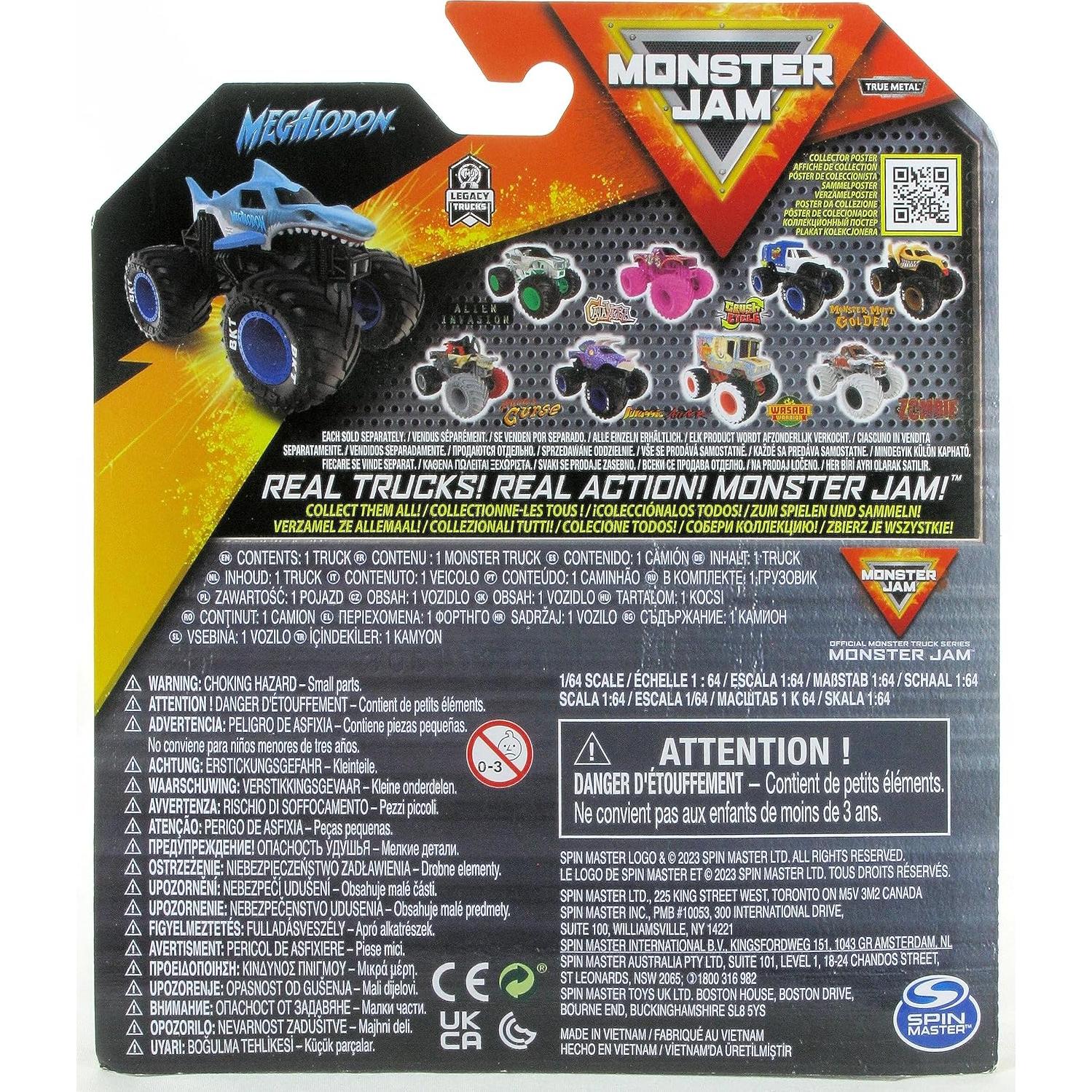 Camión de Diecast Monster Jam Spin Master Megalodon 1:64