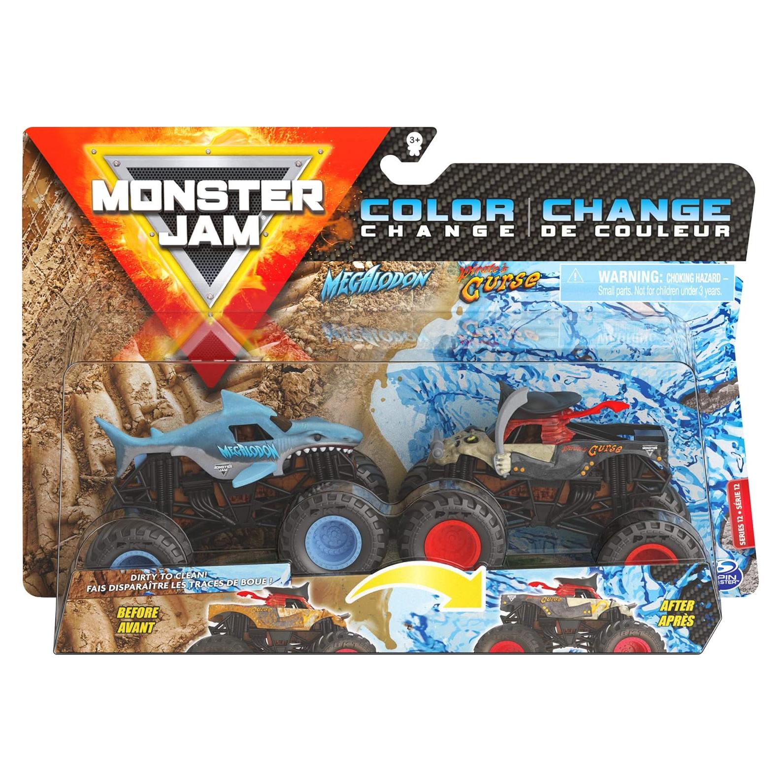 Paquete Doble Camiones Monster Jam 1:64 - Megalodon y Pirate's Curse