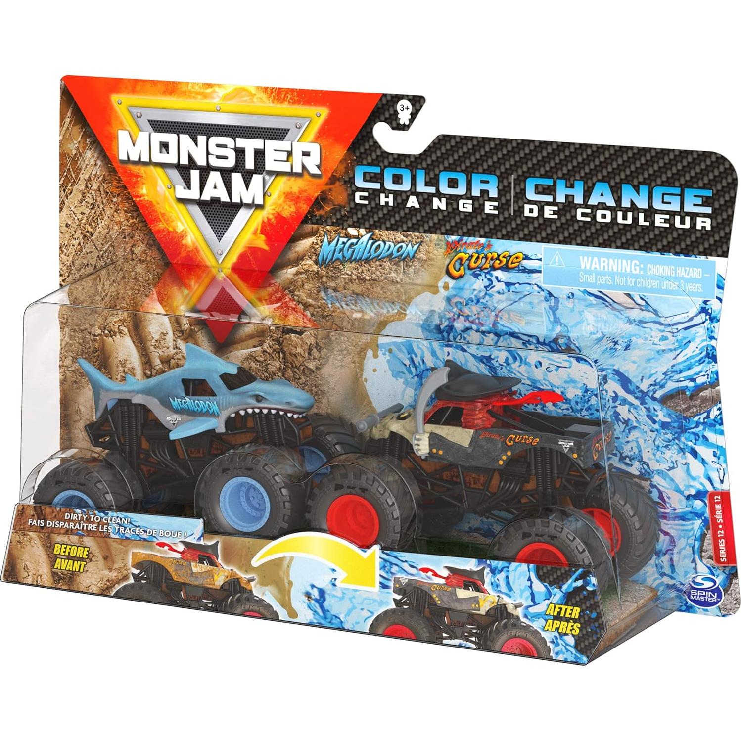 Paquete Doble Camiones Monster Jam 1:64 - Megalodon y Pirate's Curse