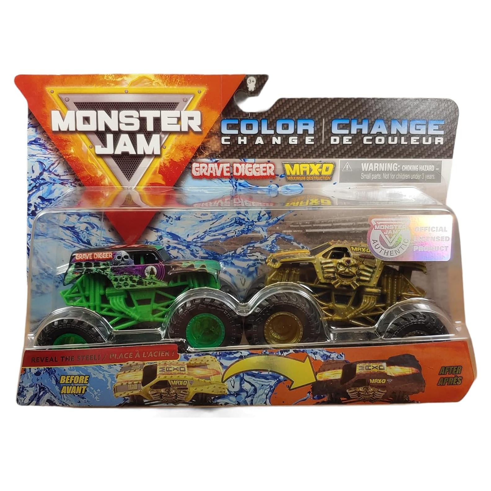 Monster Jam 1:64 Grave Digger vs MAX D Cambio de Color