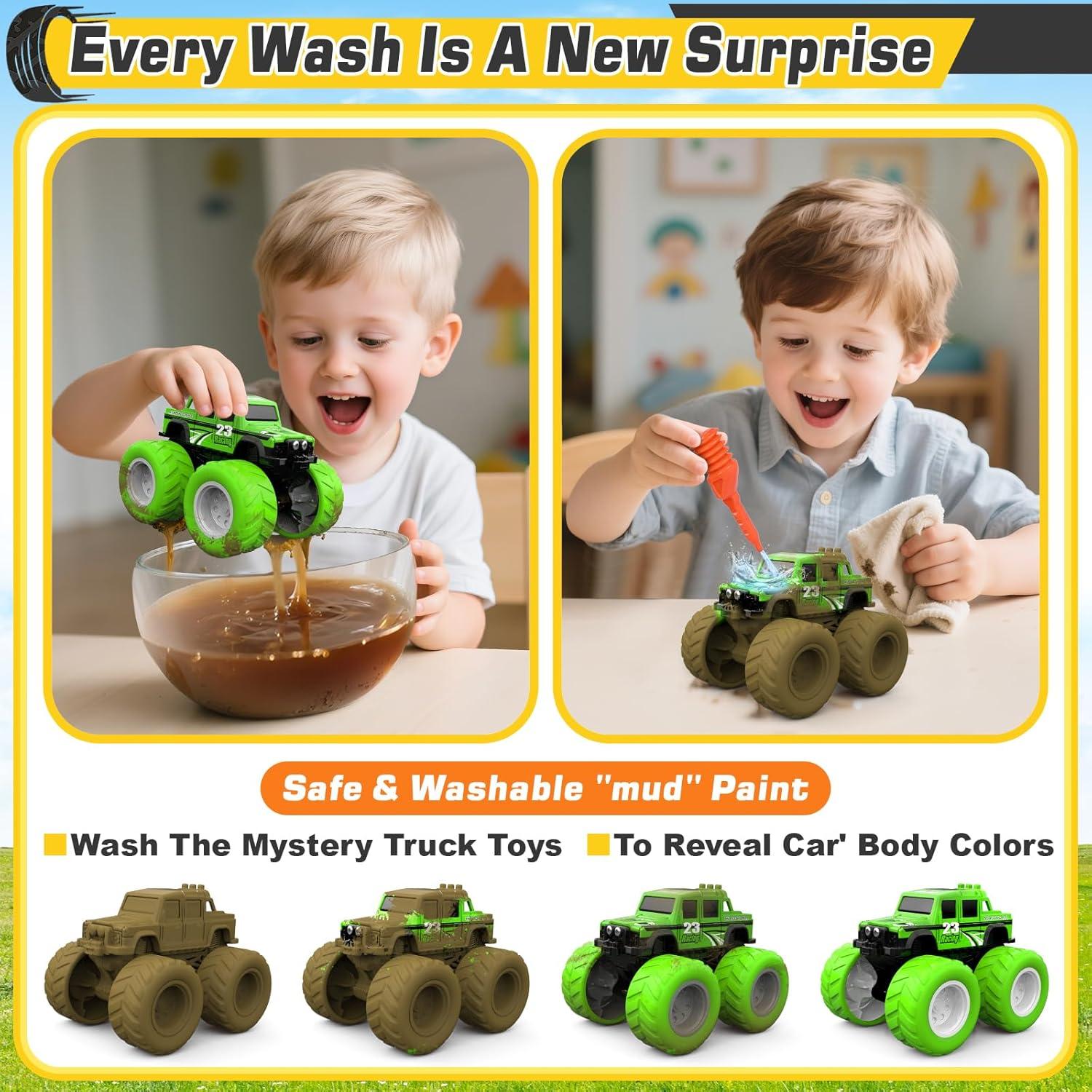 Juguetes Monster Truck ShyLizard - Paquete de 4 Camiones 331g