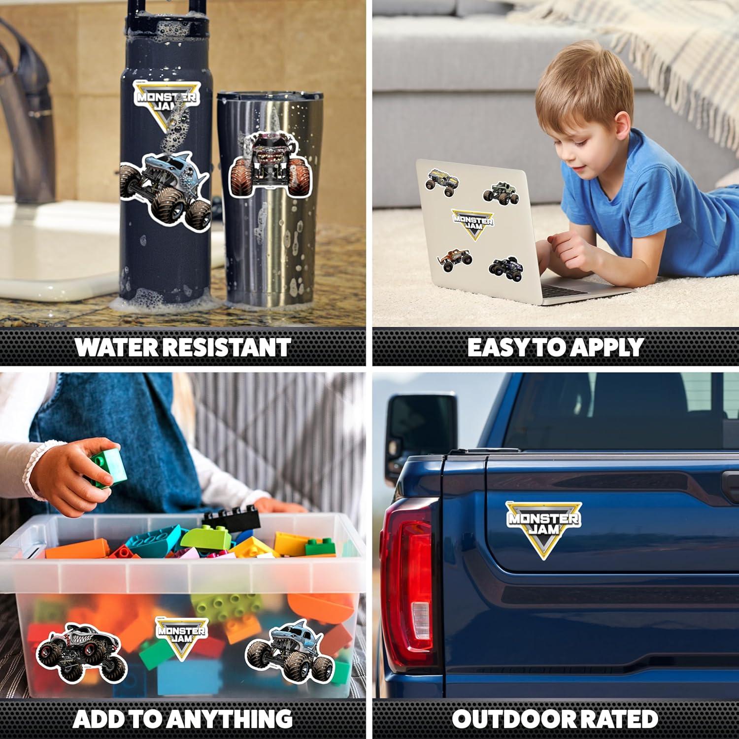 Conjunto de 15 Calcomanías Monster Jam - Grave Digger, El Toro Loco y Más