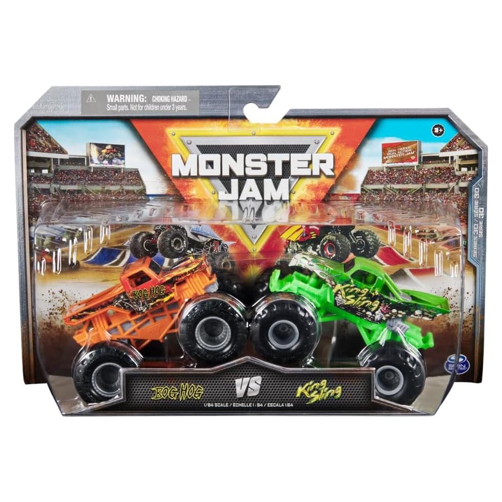 Monster Jam 2024 2-Pack Camiones Monstruo Diecast 1:64 Bog Hog y King Sling