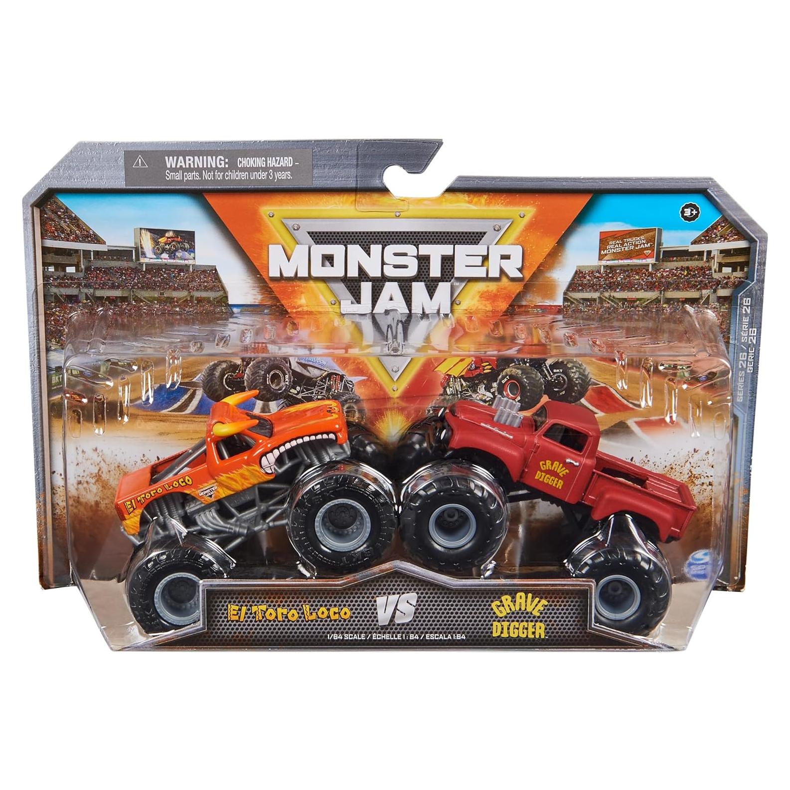 Monster Jam Camiones Monstruo El Toro Loco y Grave Digger 1:64