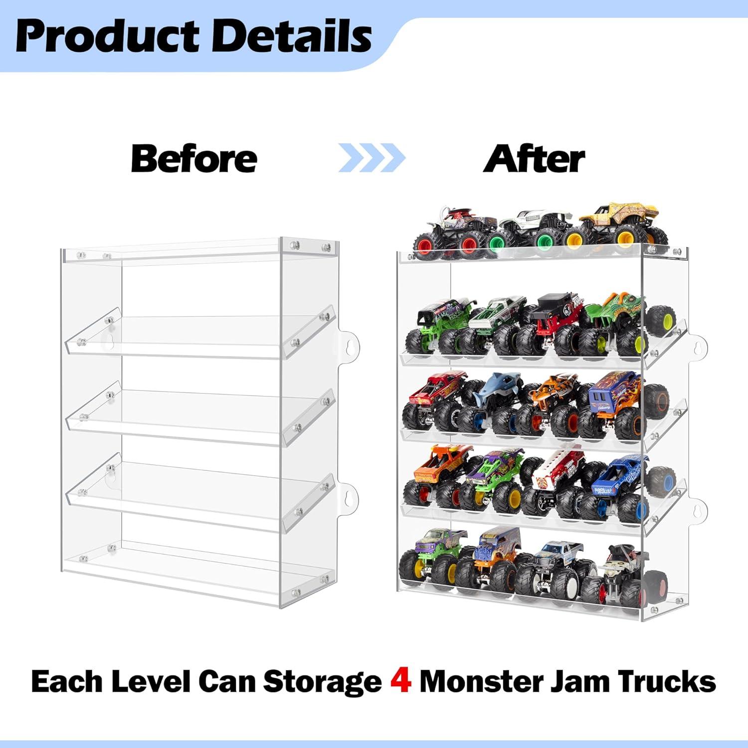 Estuche de Exhibición Acrílico KISLANE para 20 Camiones Monstruo