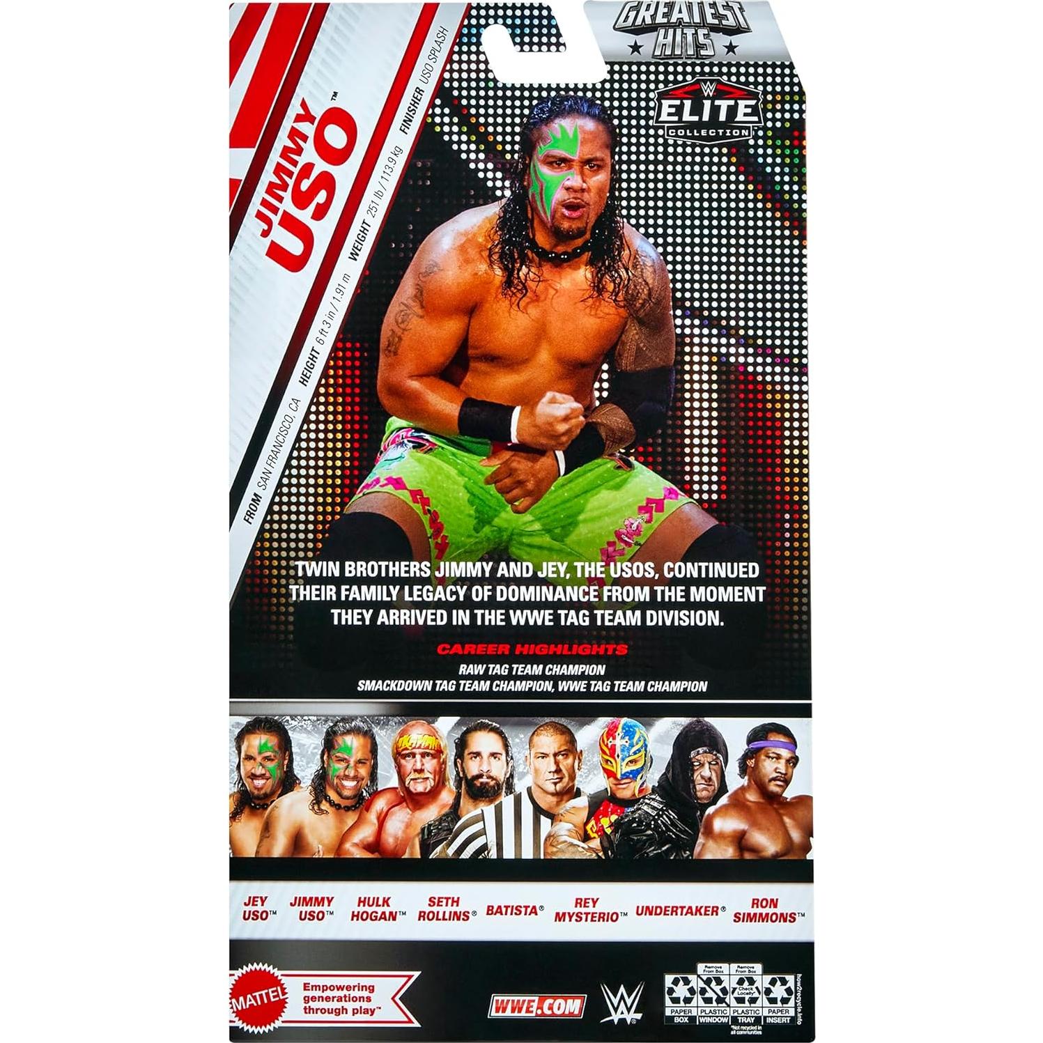 Figura de Acción WWE Jimmy USO Elite Greatest Hits 7 - Mattel