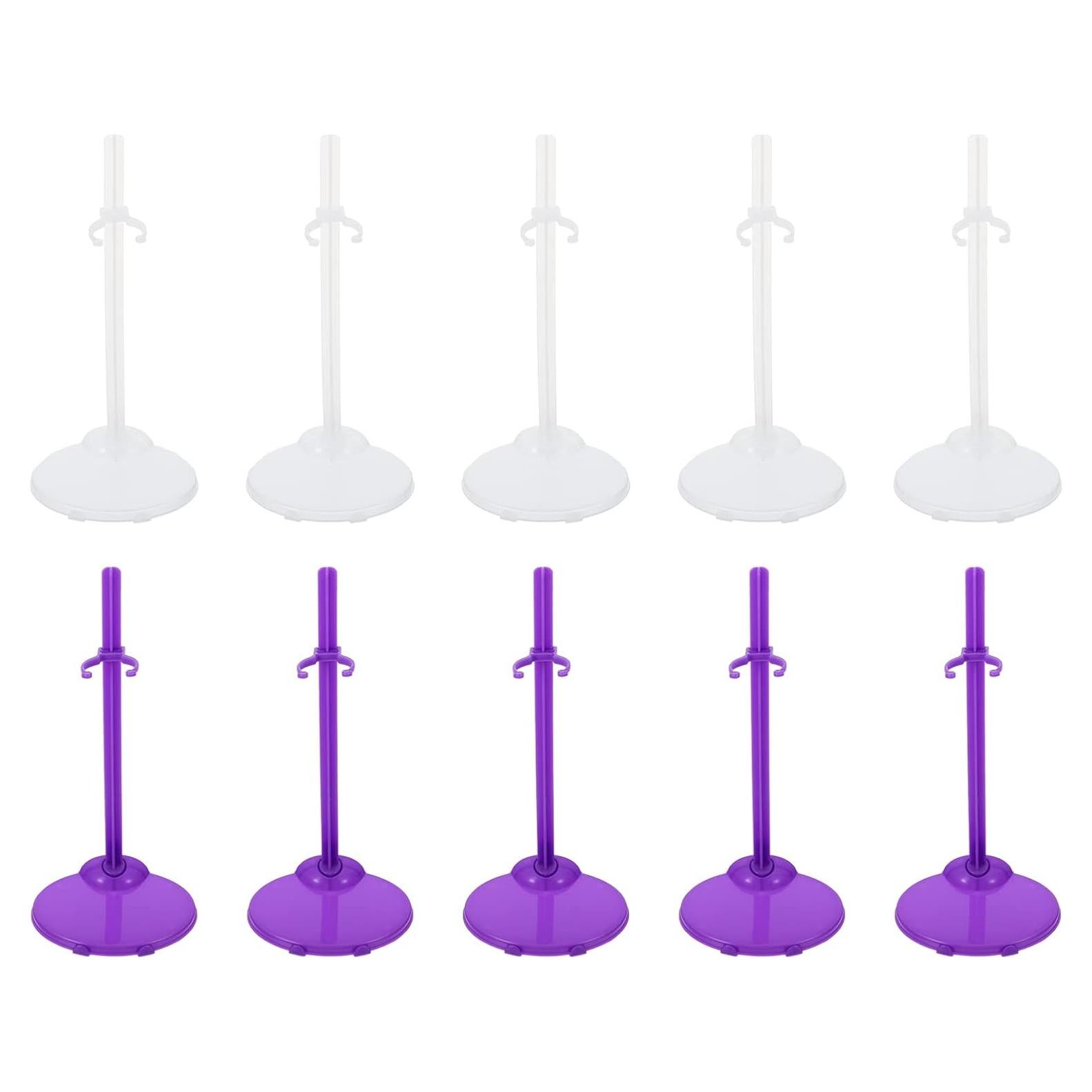 Soportes para Muñecas Milisten 20pcs Plástico Blanco y Púrpura