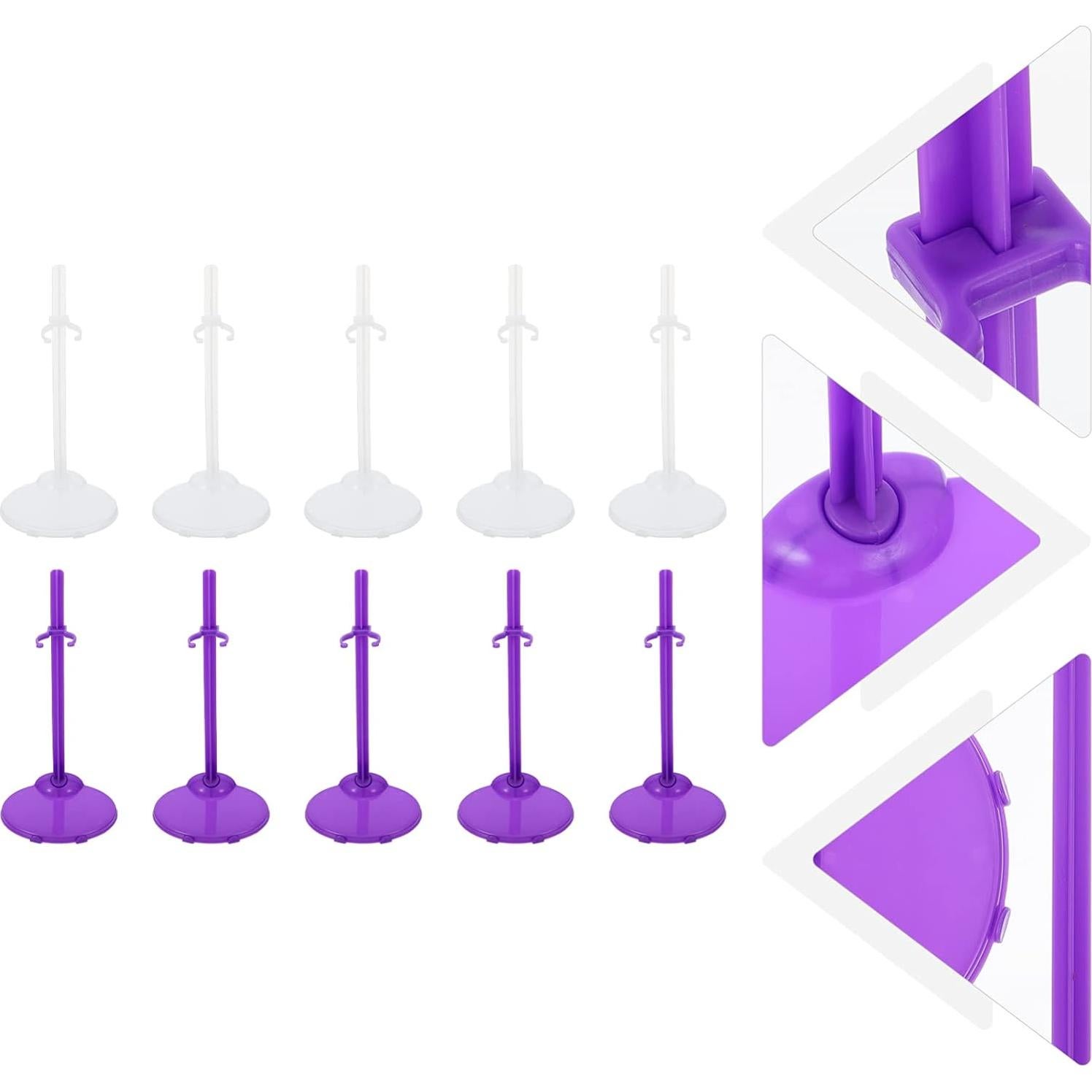 Soportes para Muñecas Milisten 20pcs Plástico Blanco y Púrpura