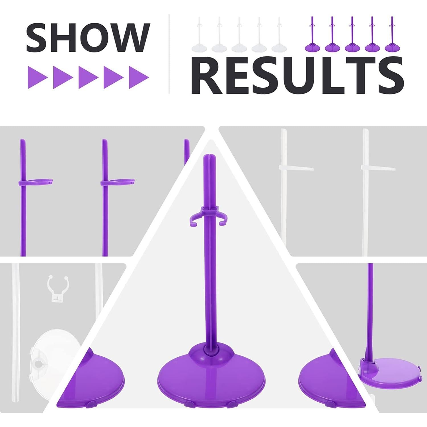 Soportes para Muñecas Milisten 20pcs Plástico Blanco y Púrpura