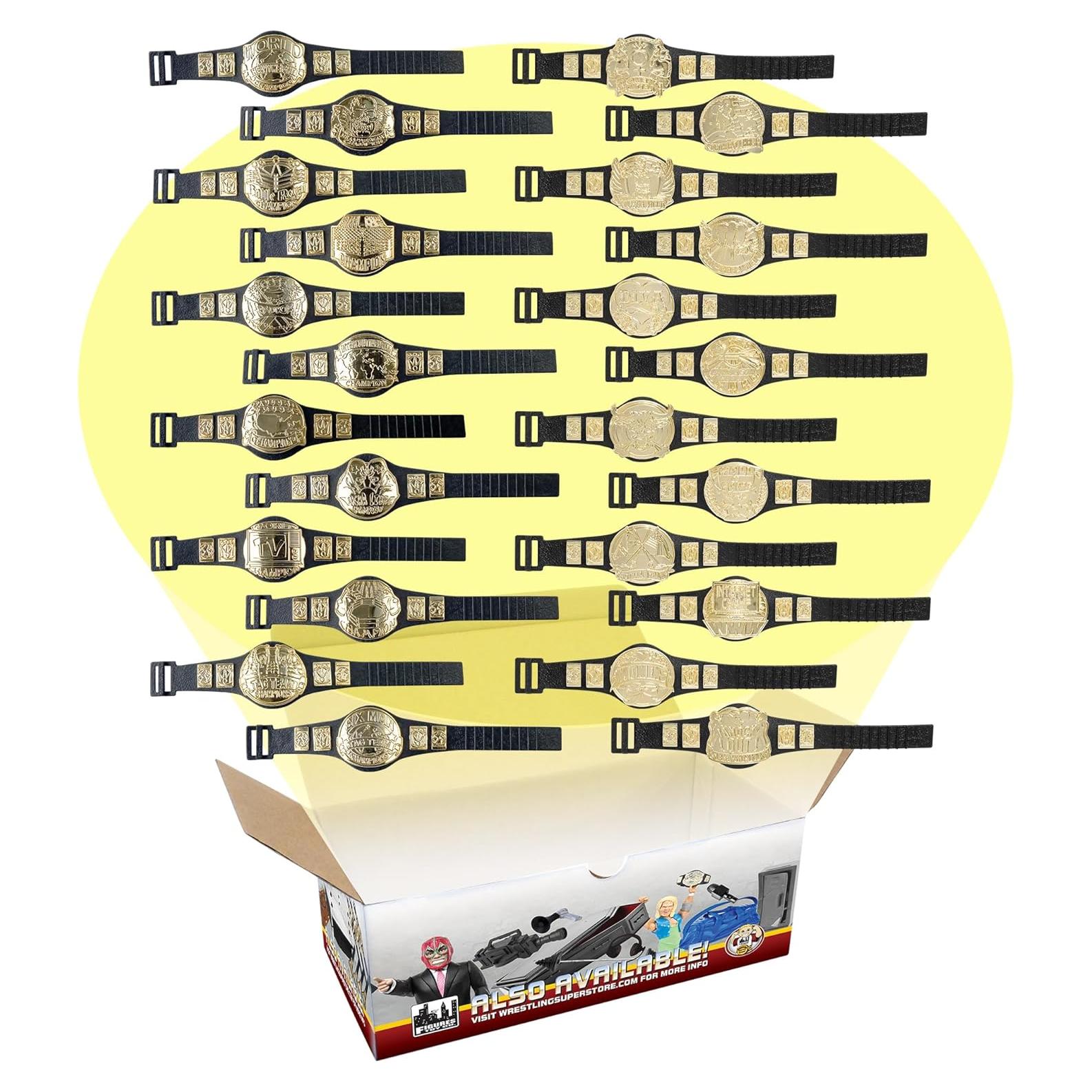 Juego de 24 Cinturones de Campeonato para Figuras de Lucha Libre