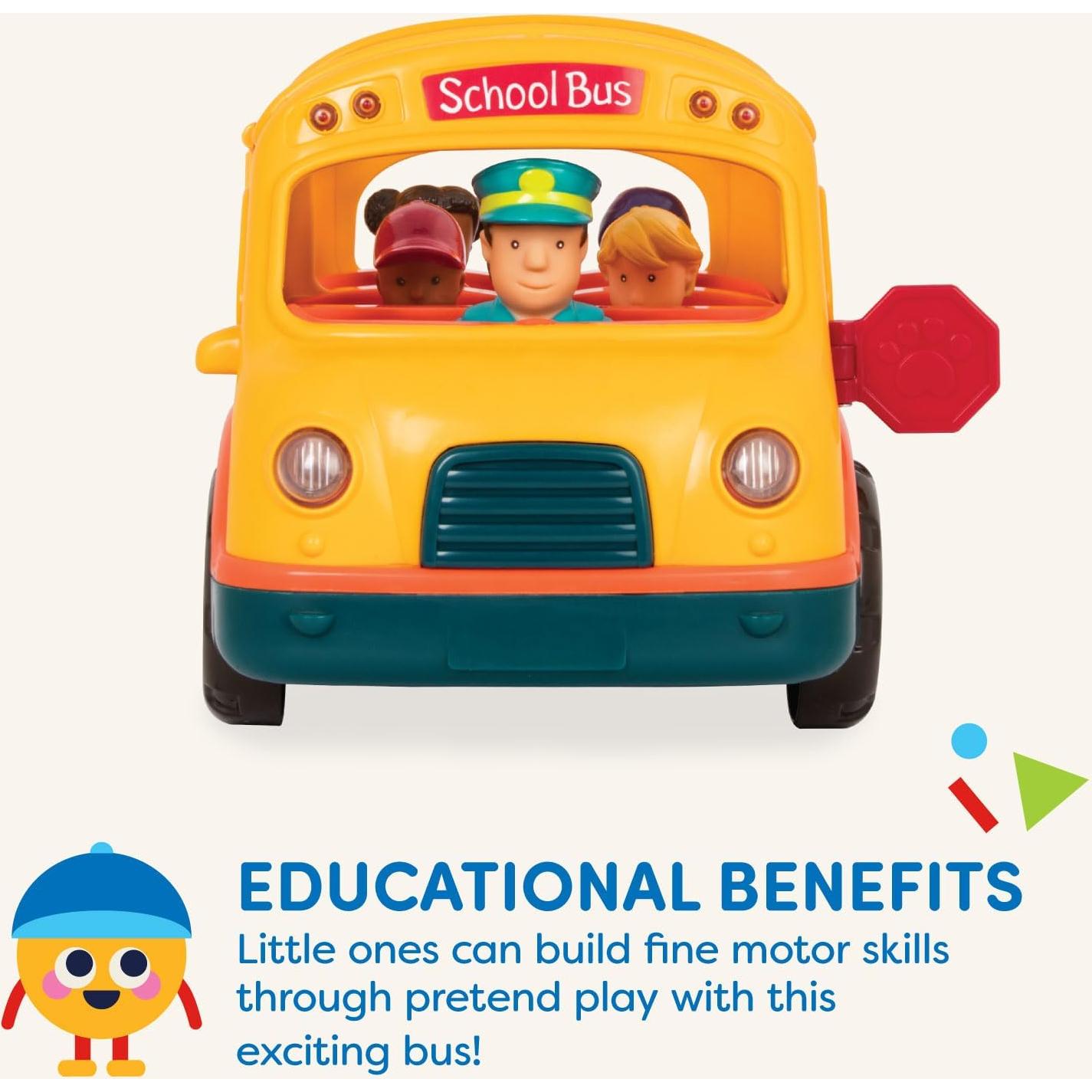 Autobús Escolar Amarillo Battat con Sonidos y Luces - 5 Figuras