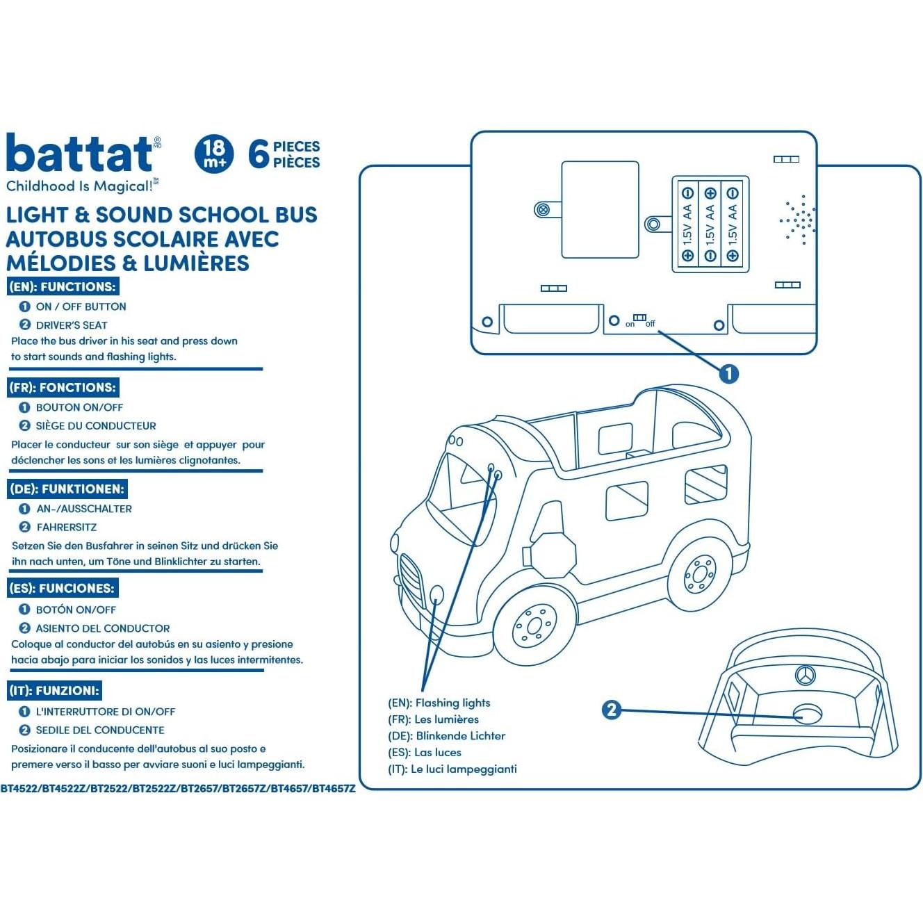 Autobús Escolar Amarillo Battat con Sonidos y Luces - 5 Figuras
