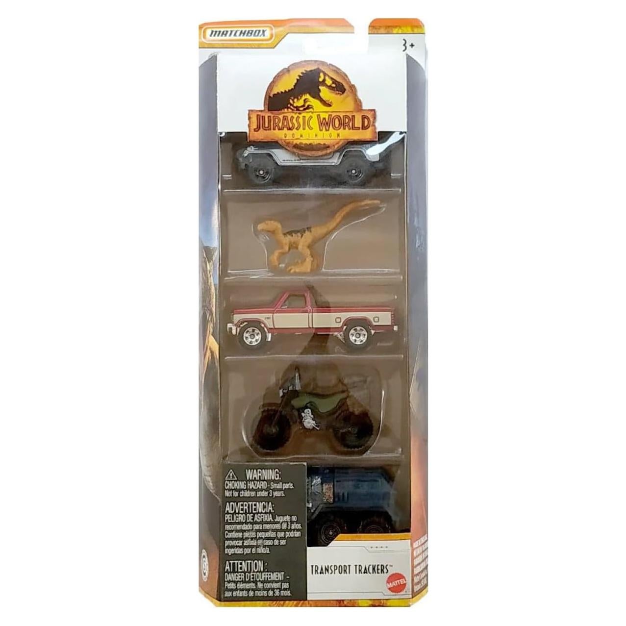 Matchbox Mundo Jurásico Paquete de 5 Vehículos 1:64