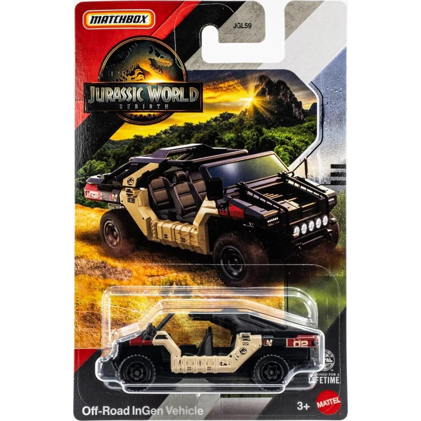 Vehículos de Metal Fundido Matchbox Jurassic World - Jeep Wrangler y Off-Road InGen