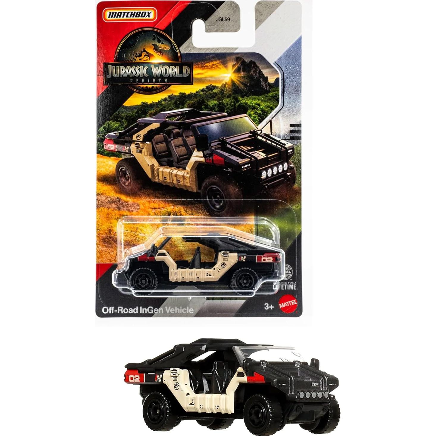 Vehículos de Metal Fundido Matchbox Jurassic World - Jeep Wrangler y Off-Road InGen