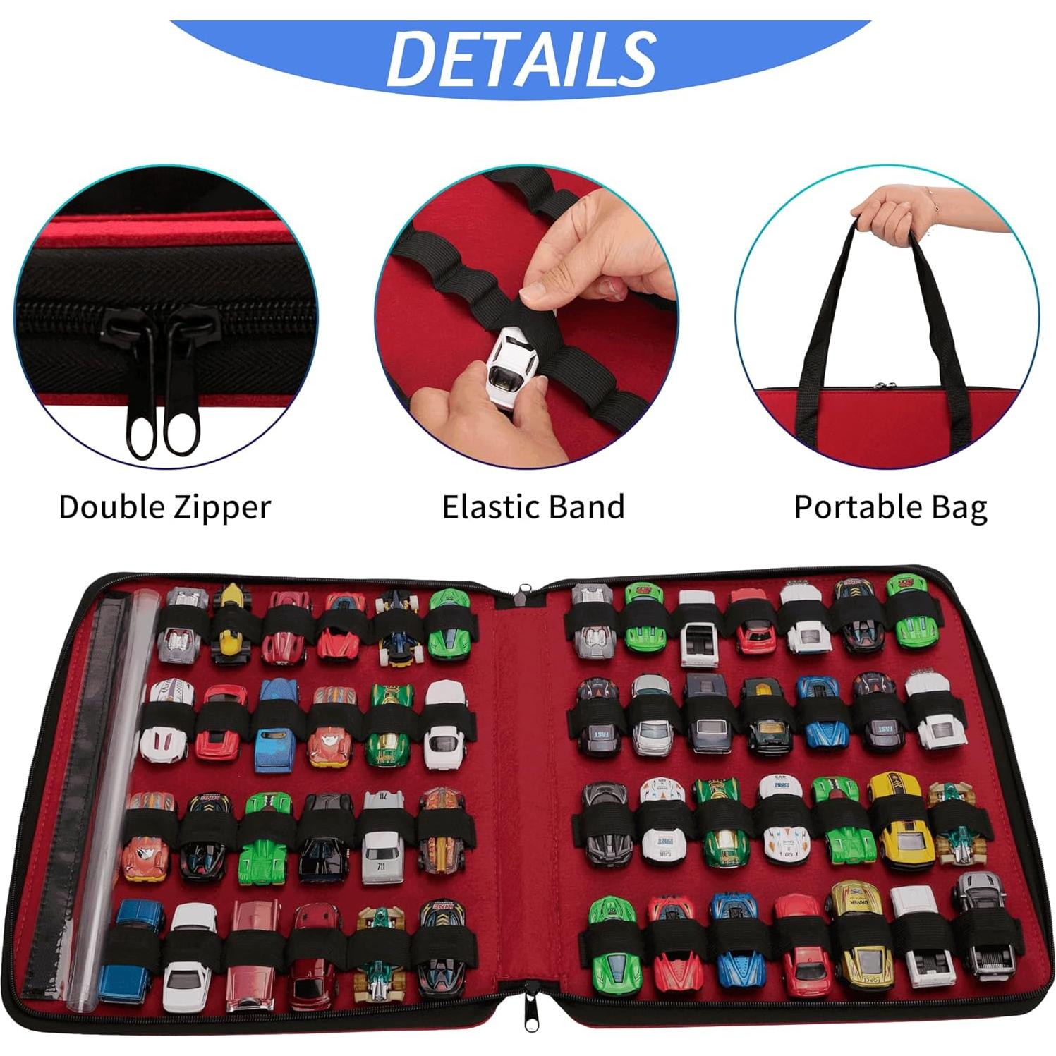 Estuche Organizador para Coches de Juguete JOYMOMO 52 Compartimentos Rojo