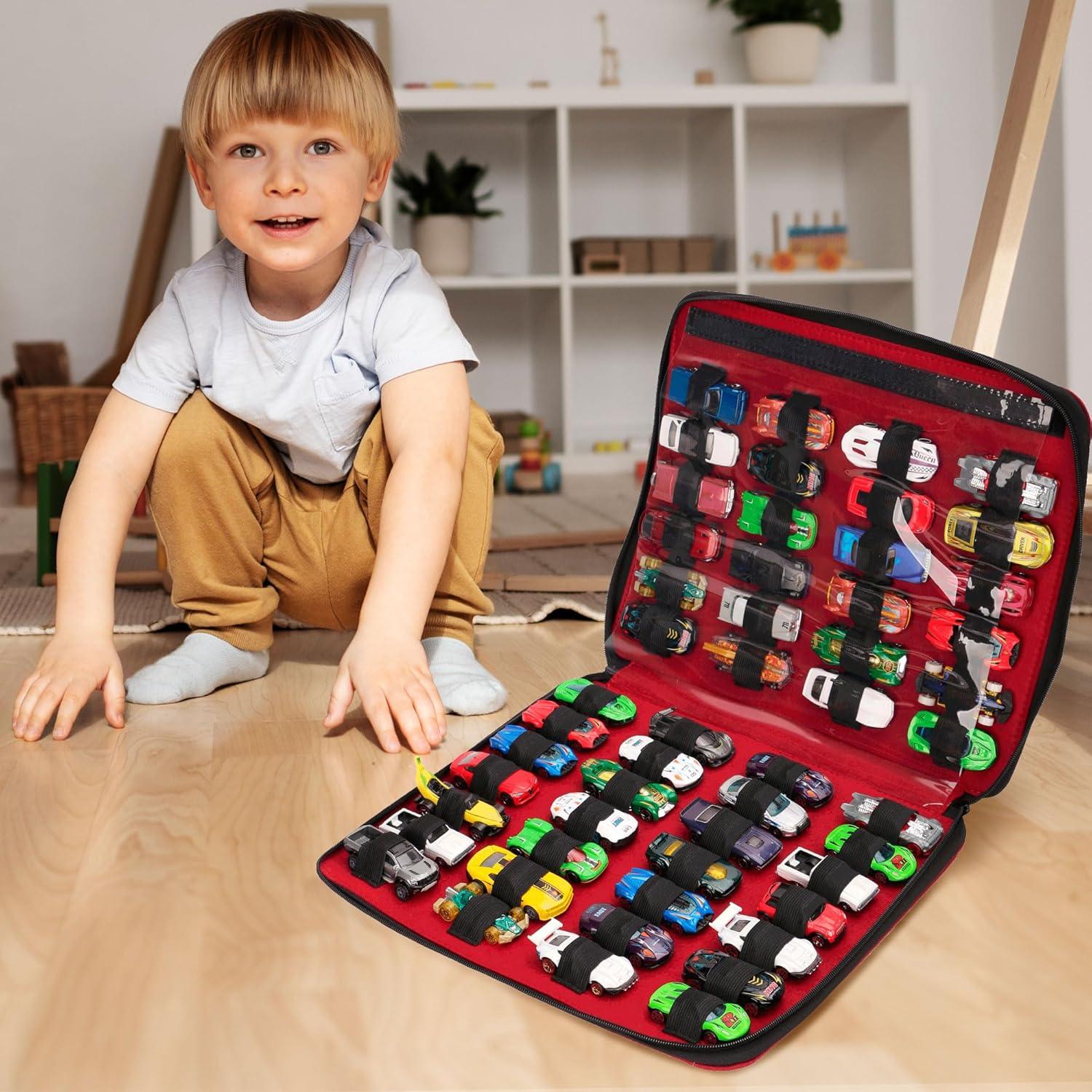 Estuche Organizador para Coches de Juguete JOYMOMO 52 Compartimentos Rojo