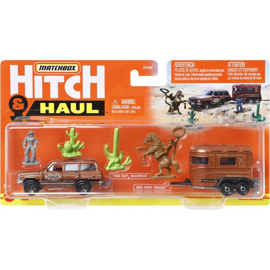 Juego de Vehículos de Juguete Matchbox Hitch & Haul - Rodeo Vaquero - Set de 6 Piezas