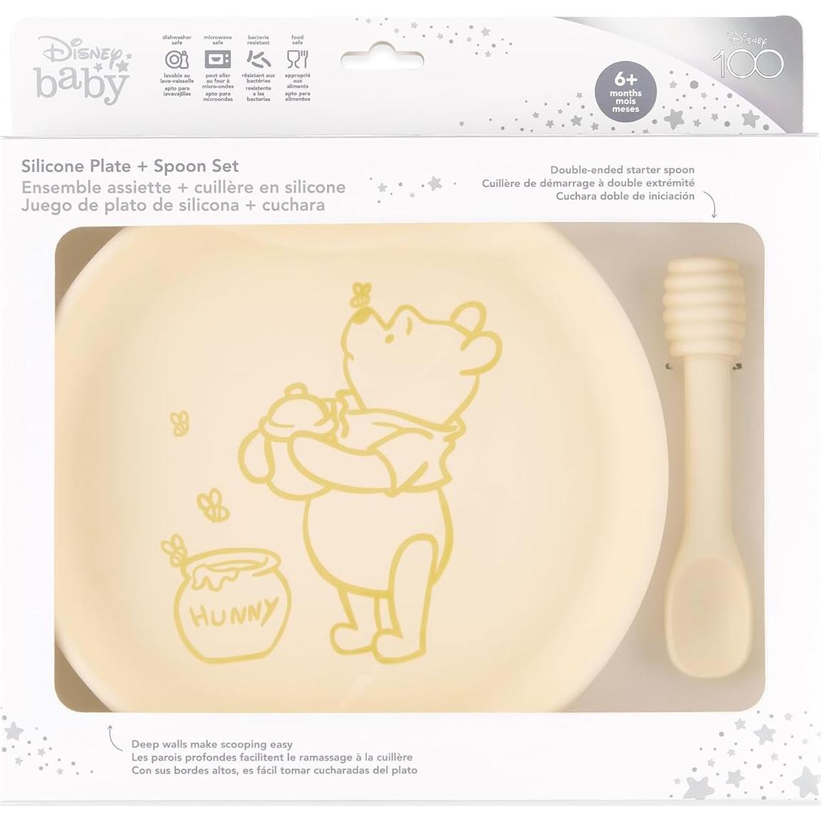 Juego de Plato y Cuchara Bumkins Winnie Pooh Silicona 6M+