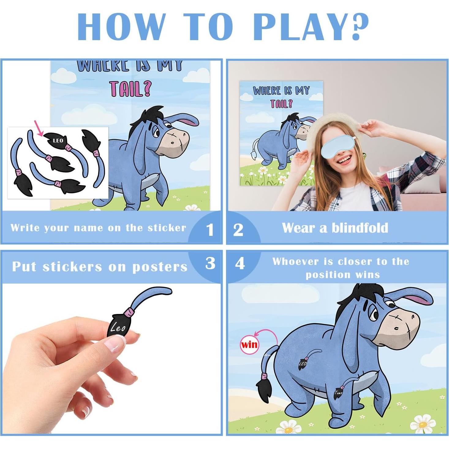 Juego de Fiesta Winnie Pooh Pin The Tail - Set de 20 Pegatinas