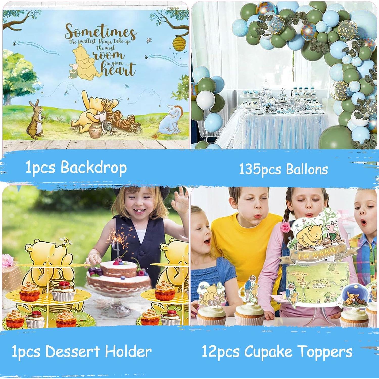 Kit de Decoraciones Baby Shower Winnie Pooh 159 Piezas