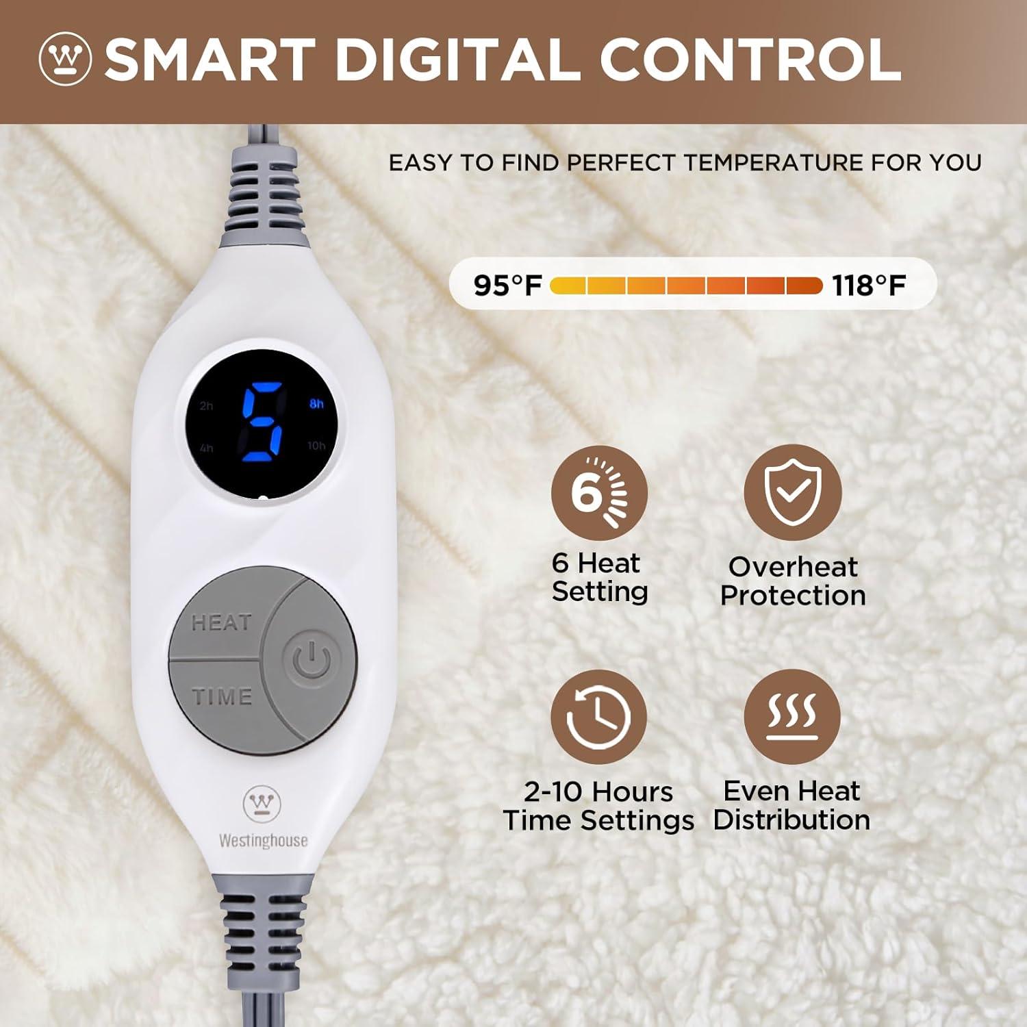 Manta Térmica Westinghouse 127x152 cm 6 Niveles Calor Beige