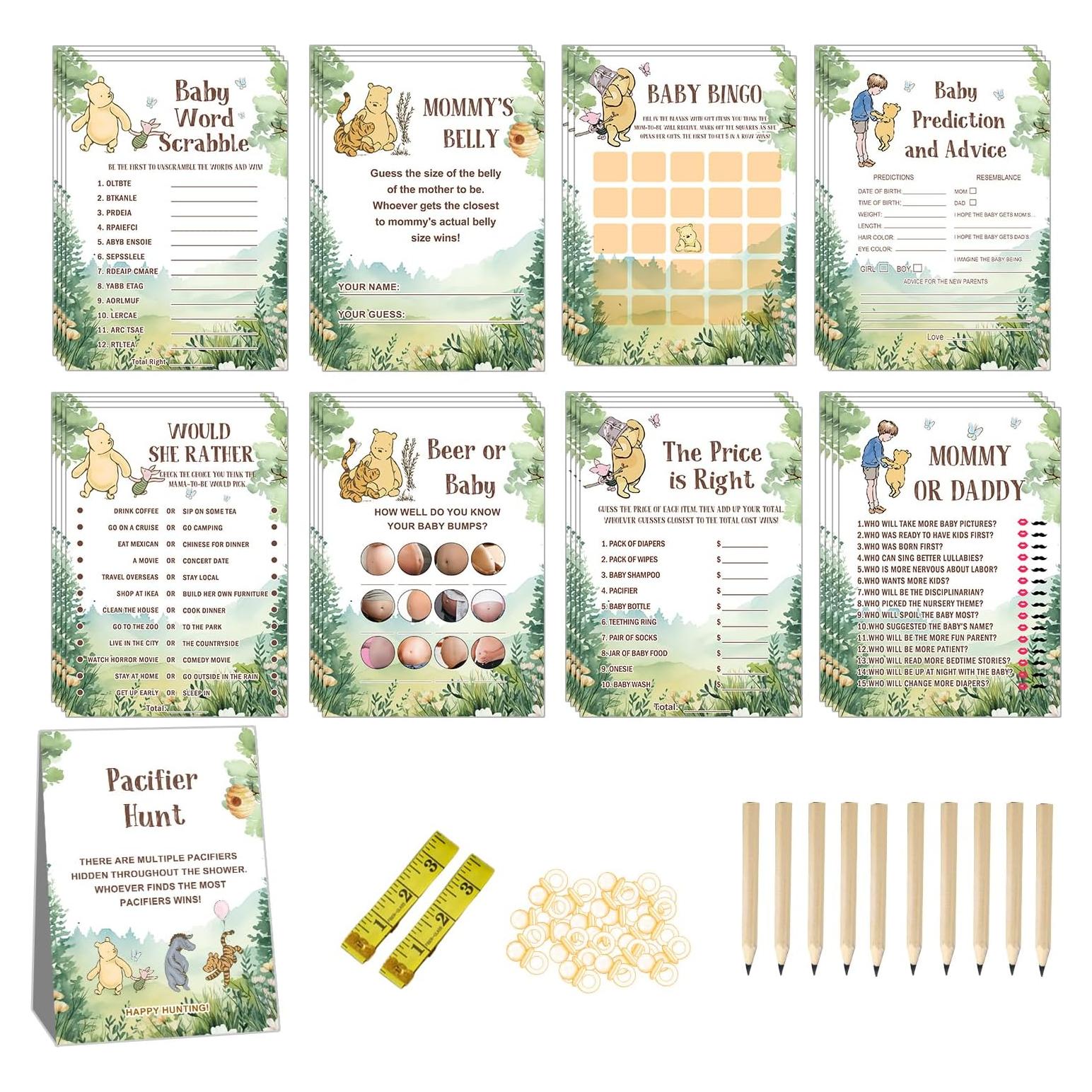 Set de Juegos de Baby Shower Winnie 143 Pcs ALodr Decoración