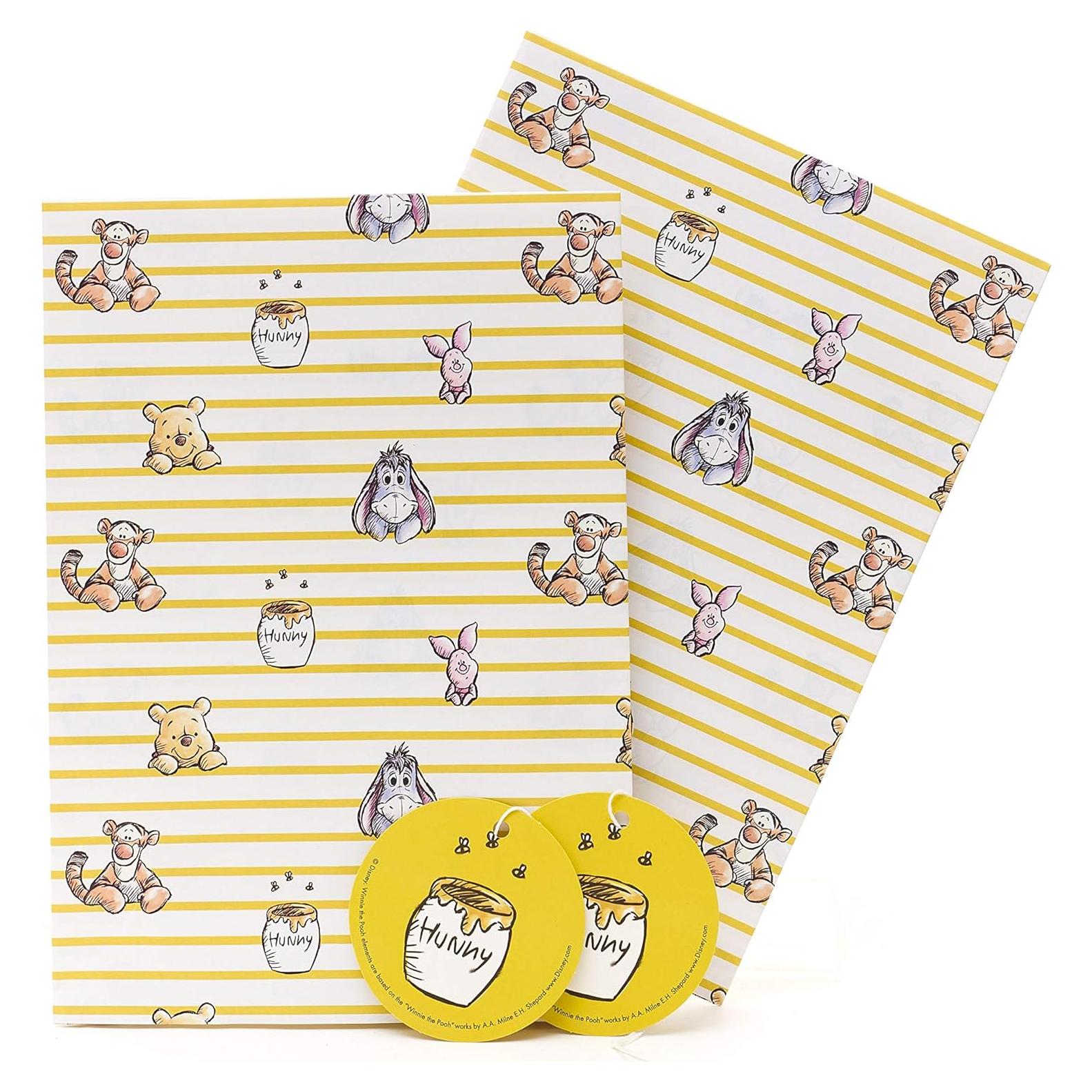 Papel de Regalo Winnie The Pooh UK Greetings - 2 Hojas y 2 Etiquetas