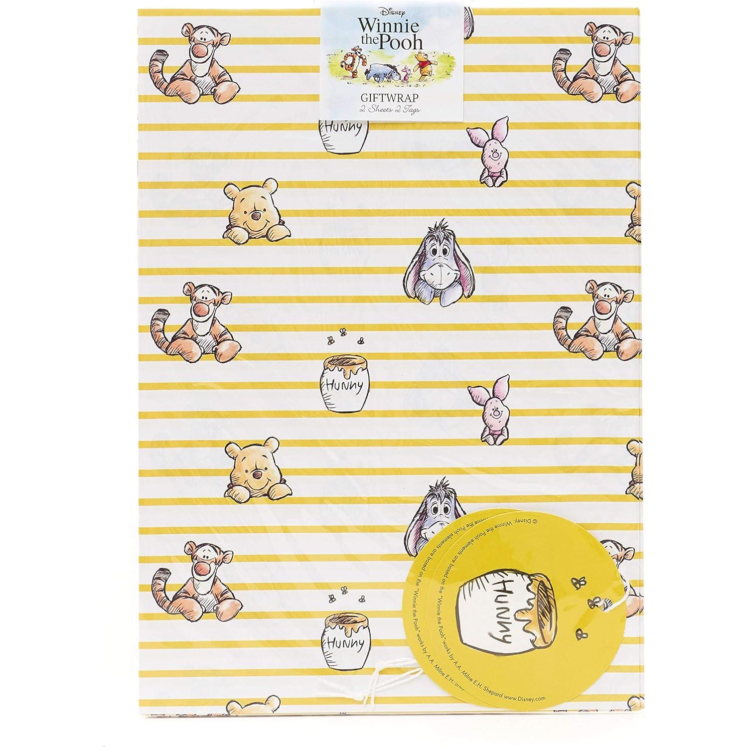 Papel de Regalo Winnie The Pooh UK Greetings - 2 Hojas y 2 Etiquetas