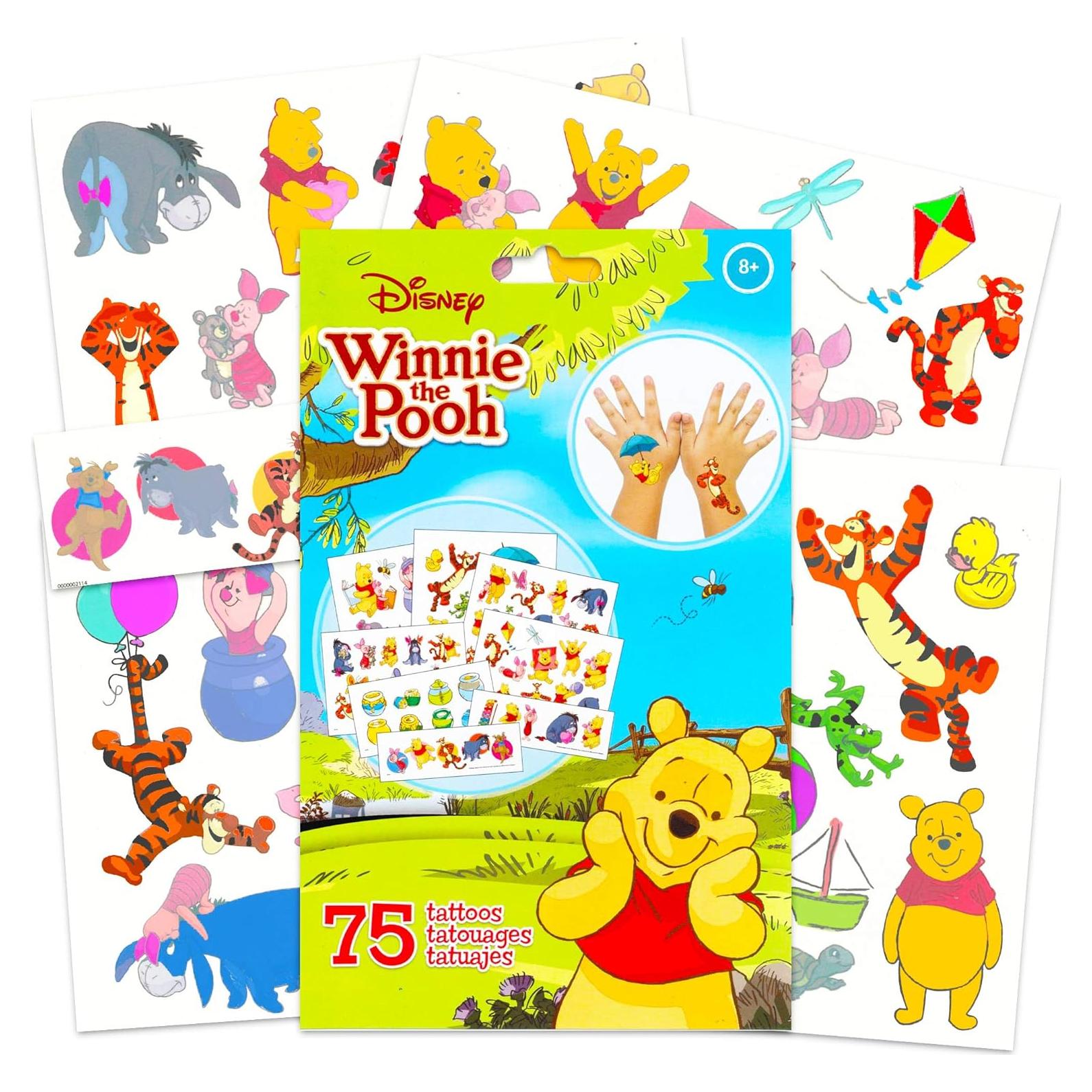 Conjunto de 75 Tatuajes Temporales Winnie the Pooh - 5 Hojas