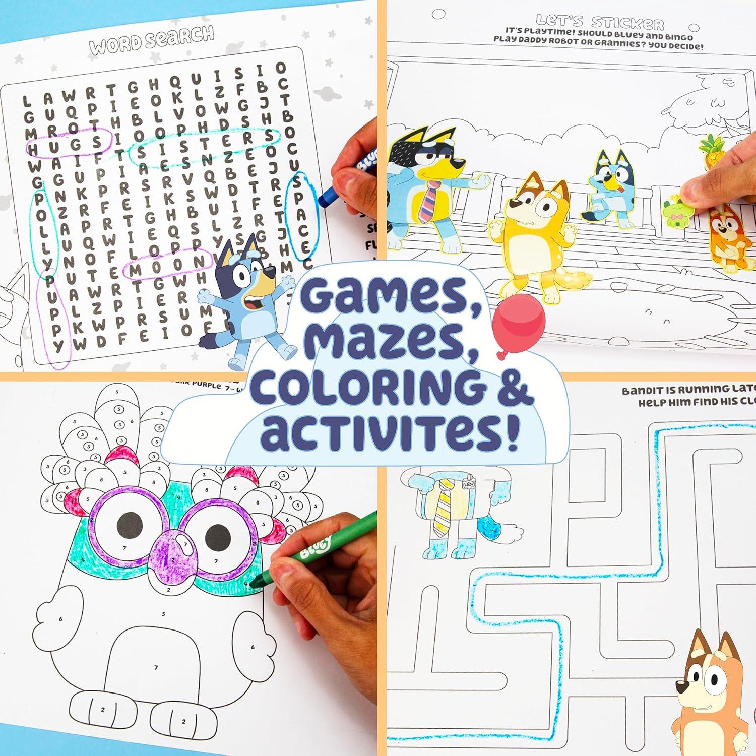 Papel de Colorear Jumbo Bluey 60 Páginas + 10 Crayones