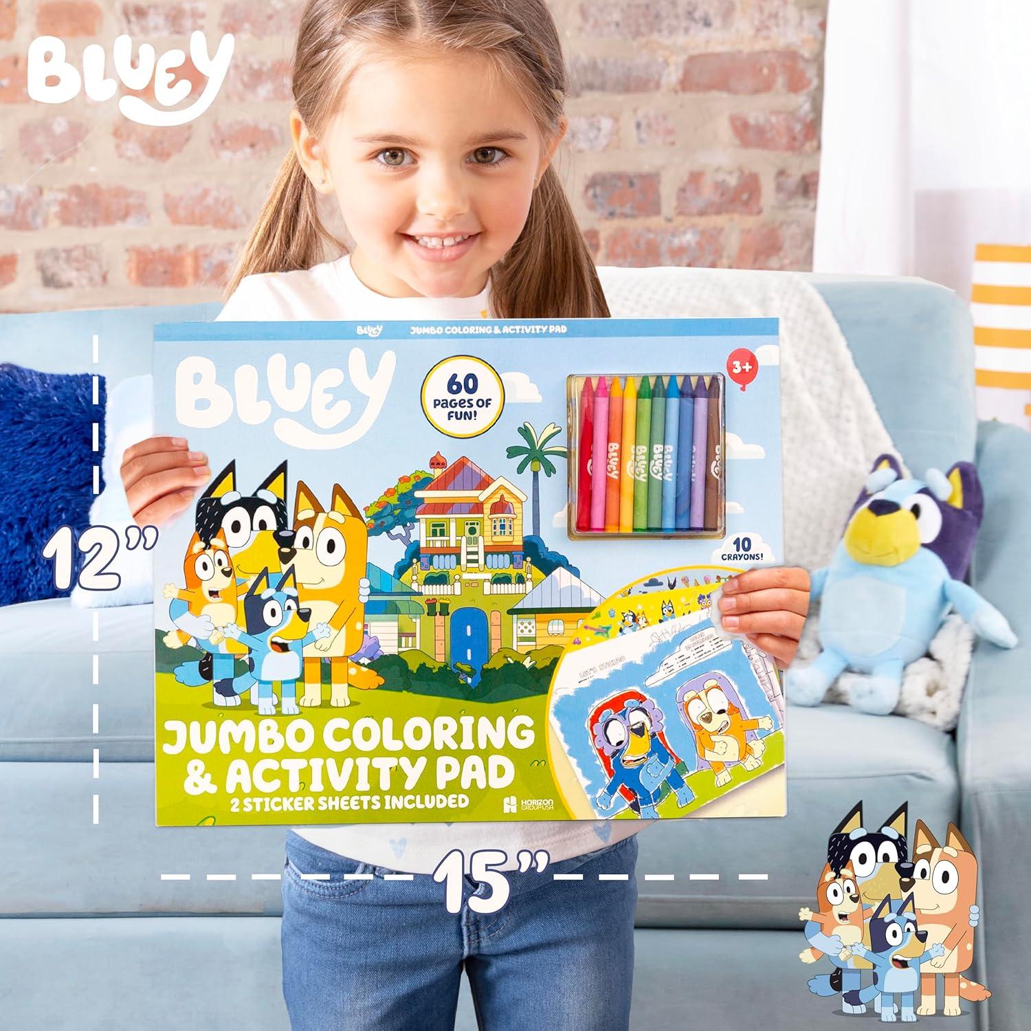 Papel de Colorear Jumbo Bluey 60 Páginas + 10 Crayones