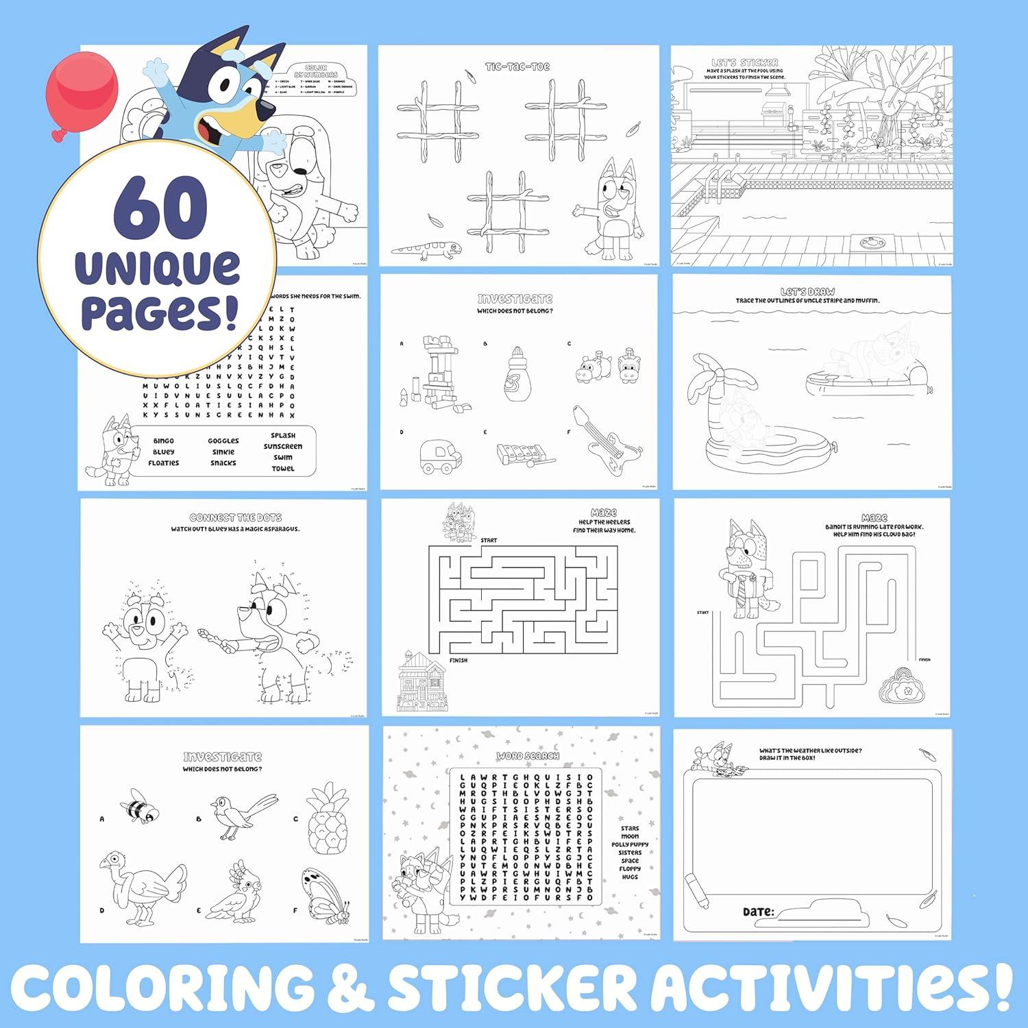 Papel de Colorear Jumbo Bluey 60 Páginas + 10 Crayones