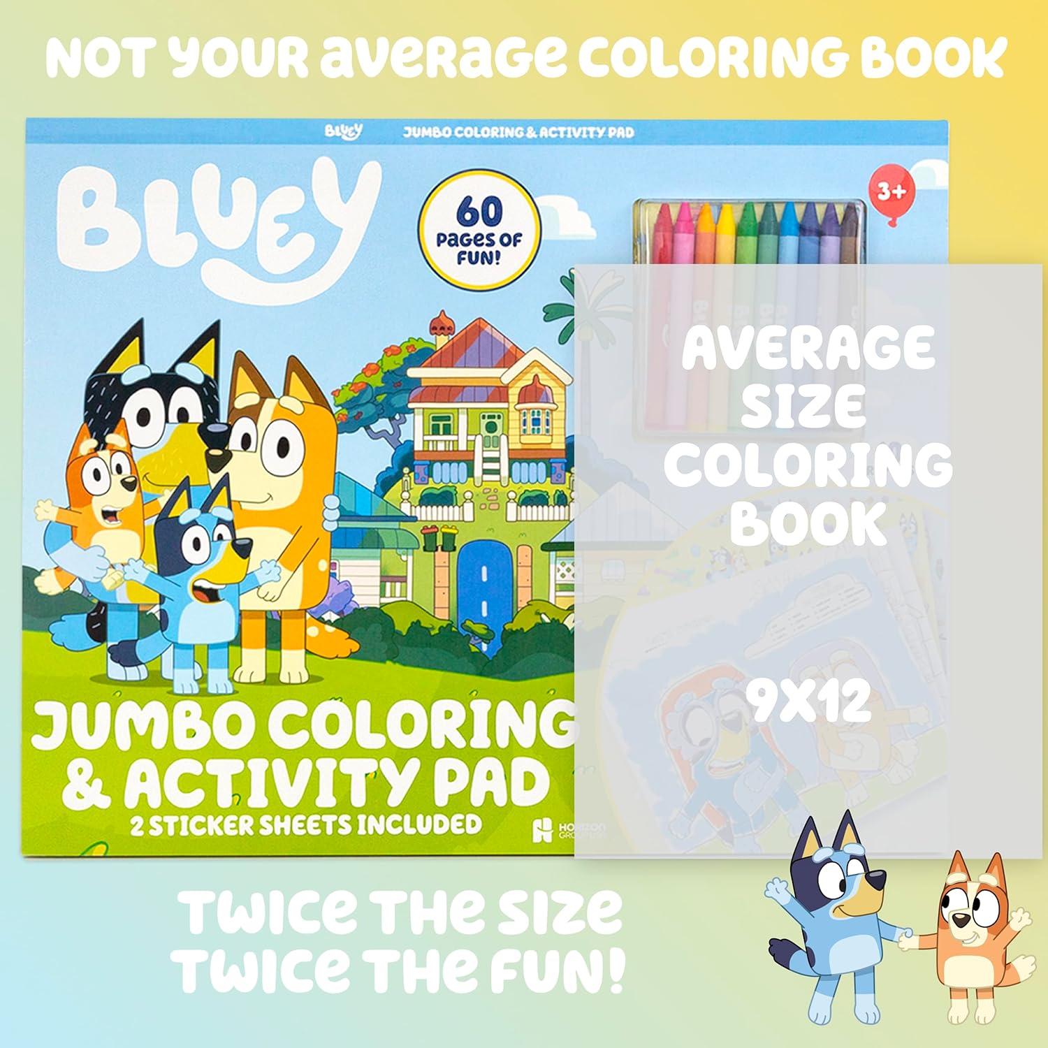 Papel de Colorear Jumbo Bluey 60 Páginas + 10 Crayones