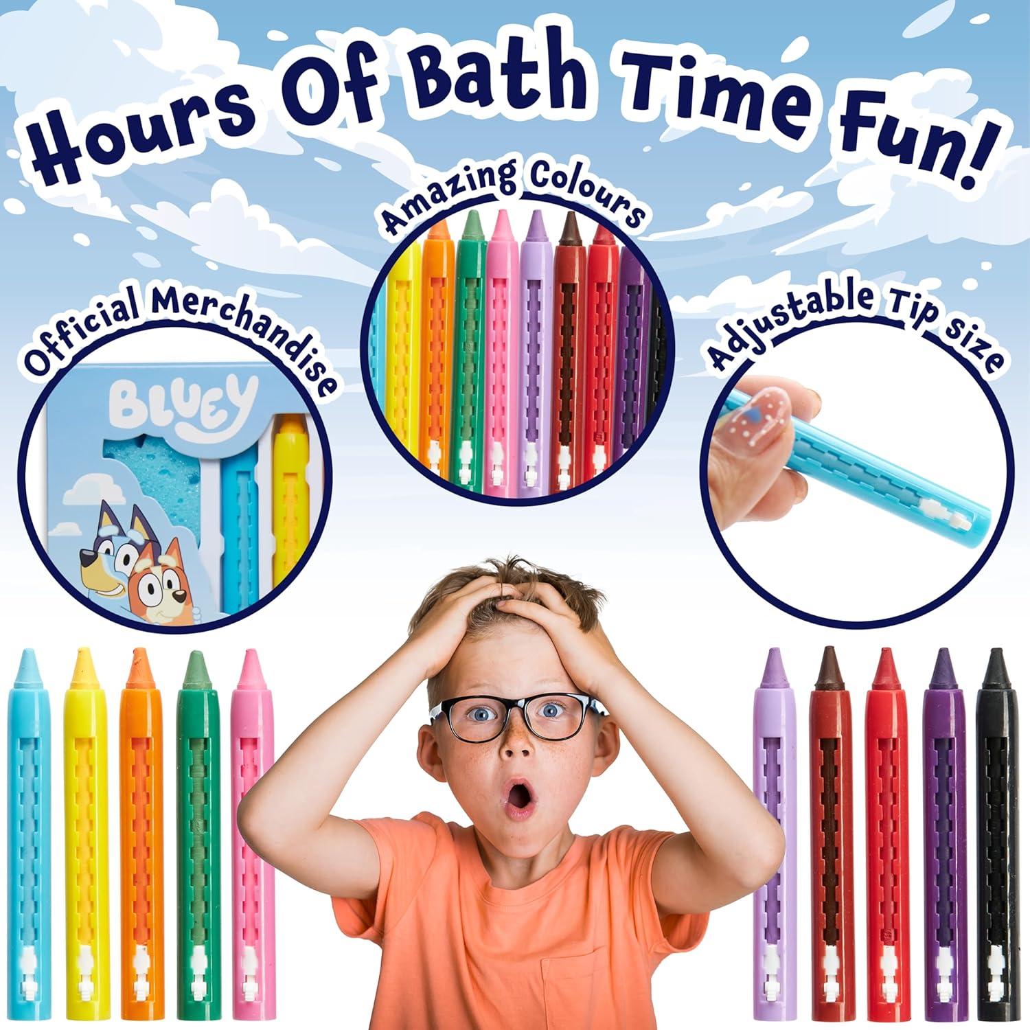 Crayones de Baño Bluey para Niños - Set de 10 Colores Lavables