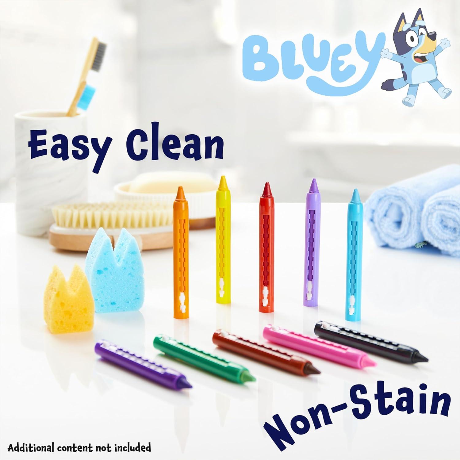 Crayones de Baño Bluey para Niños - Set de 10 Colores Lavables