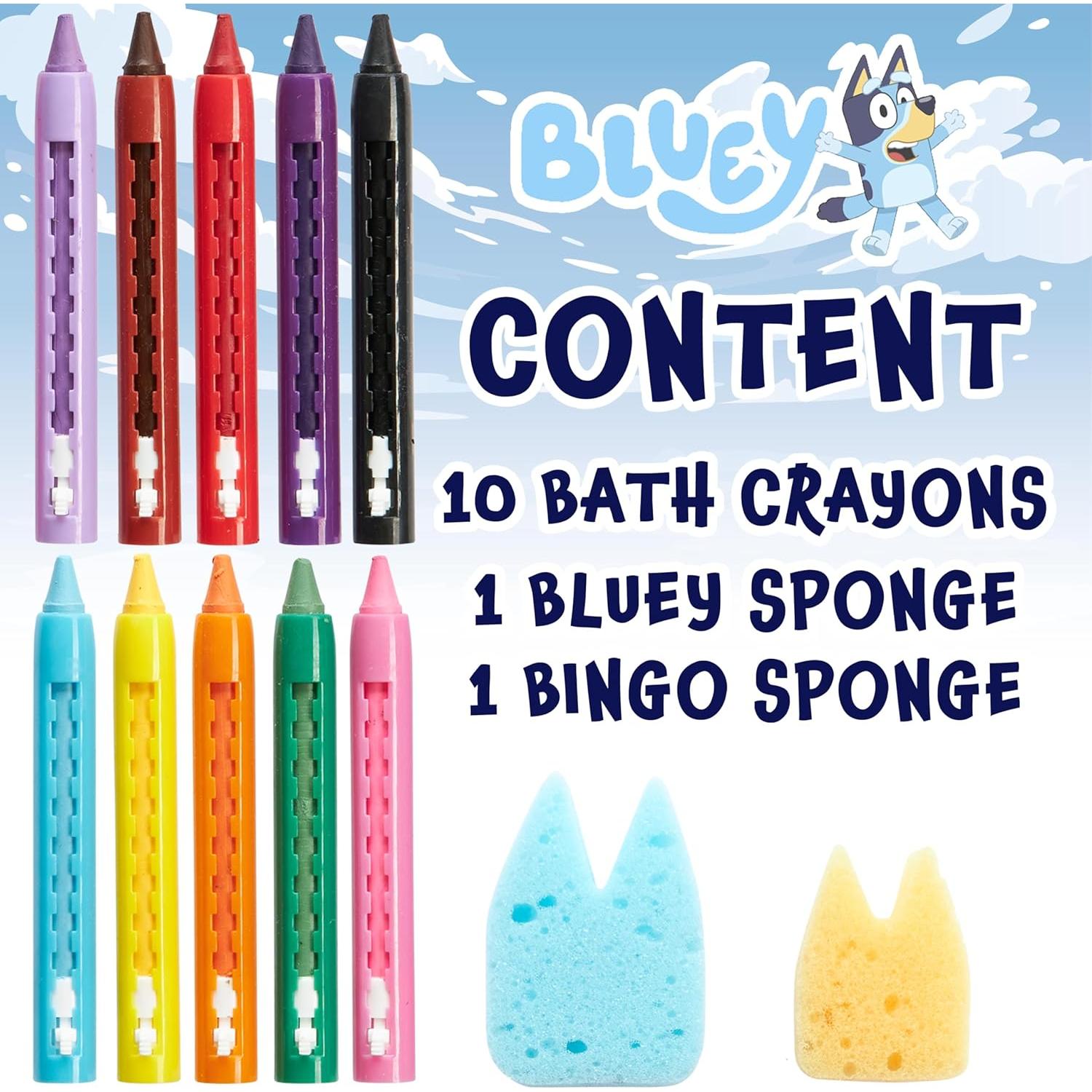 Crayones de Baño Bluey para Niños - Set de 10 Colores Lavables
