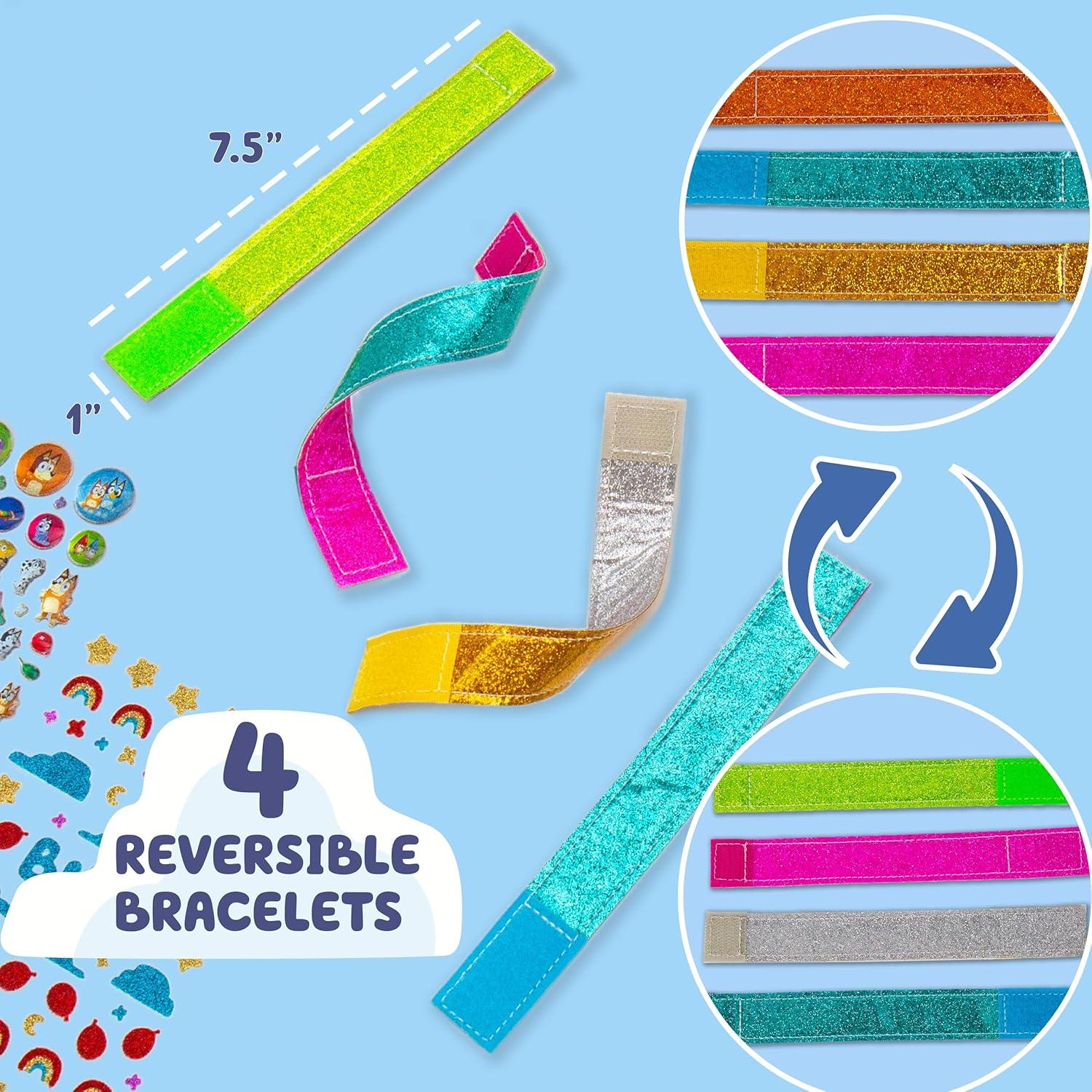 Kit de Pulseras Brillantes Bluey - 4 Reversibles DIY para Niños